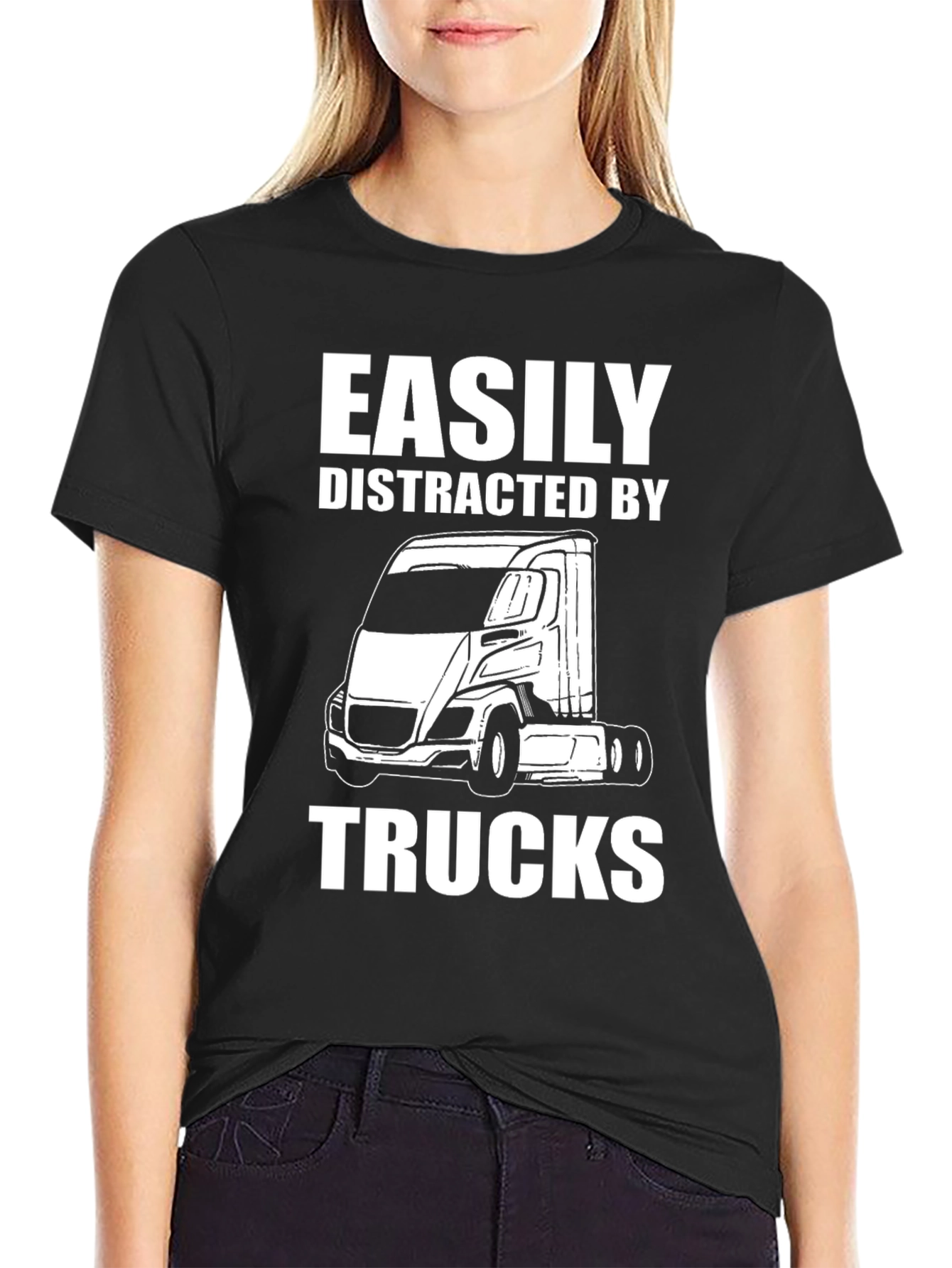 Easily Distracted By Trucks Funny T-Shirt