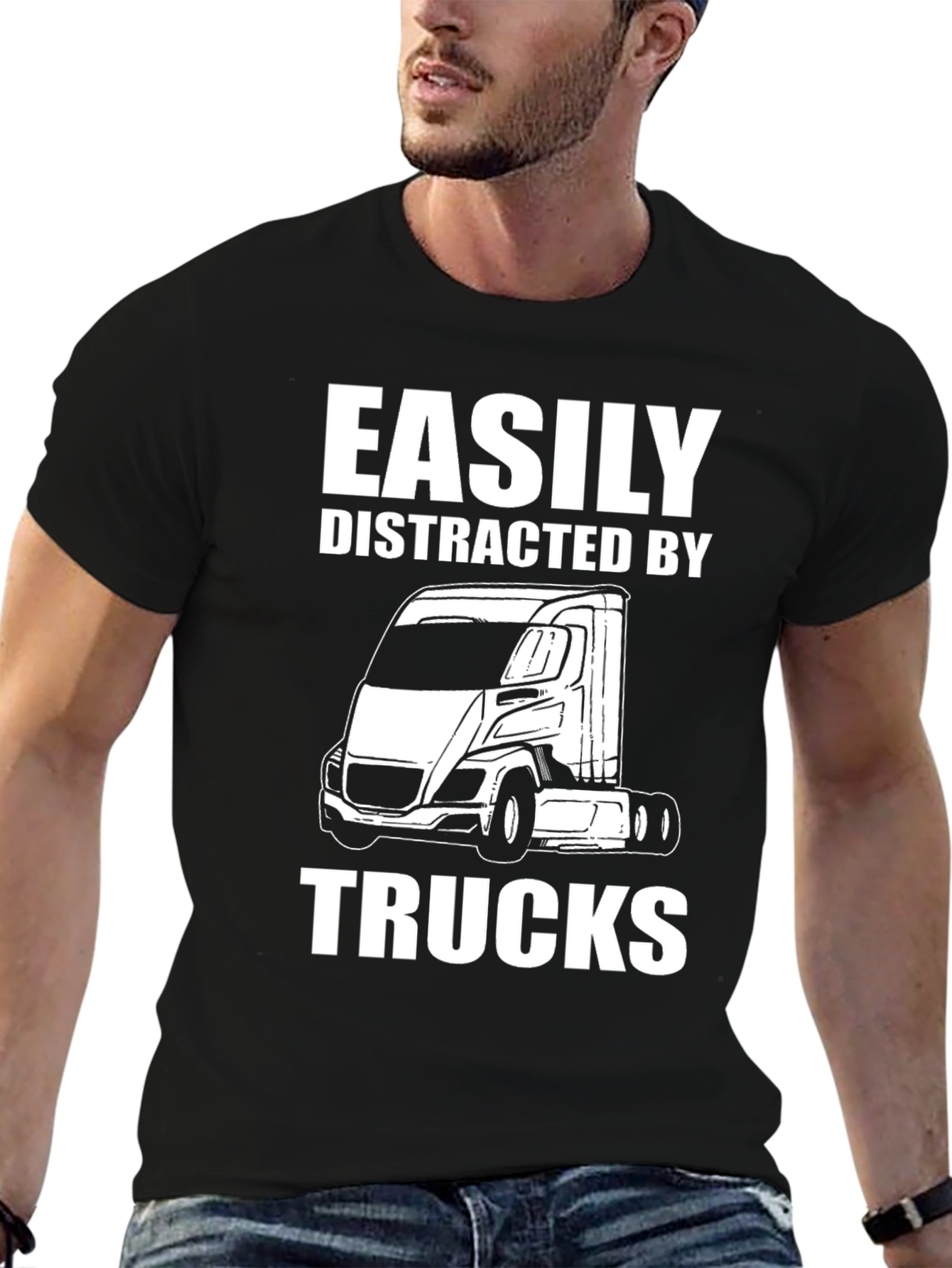 Easily Distracted By Trucks Funny T-Shirt