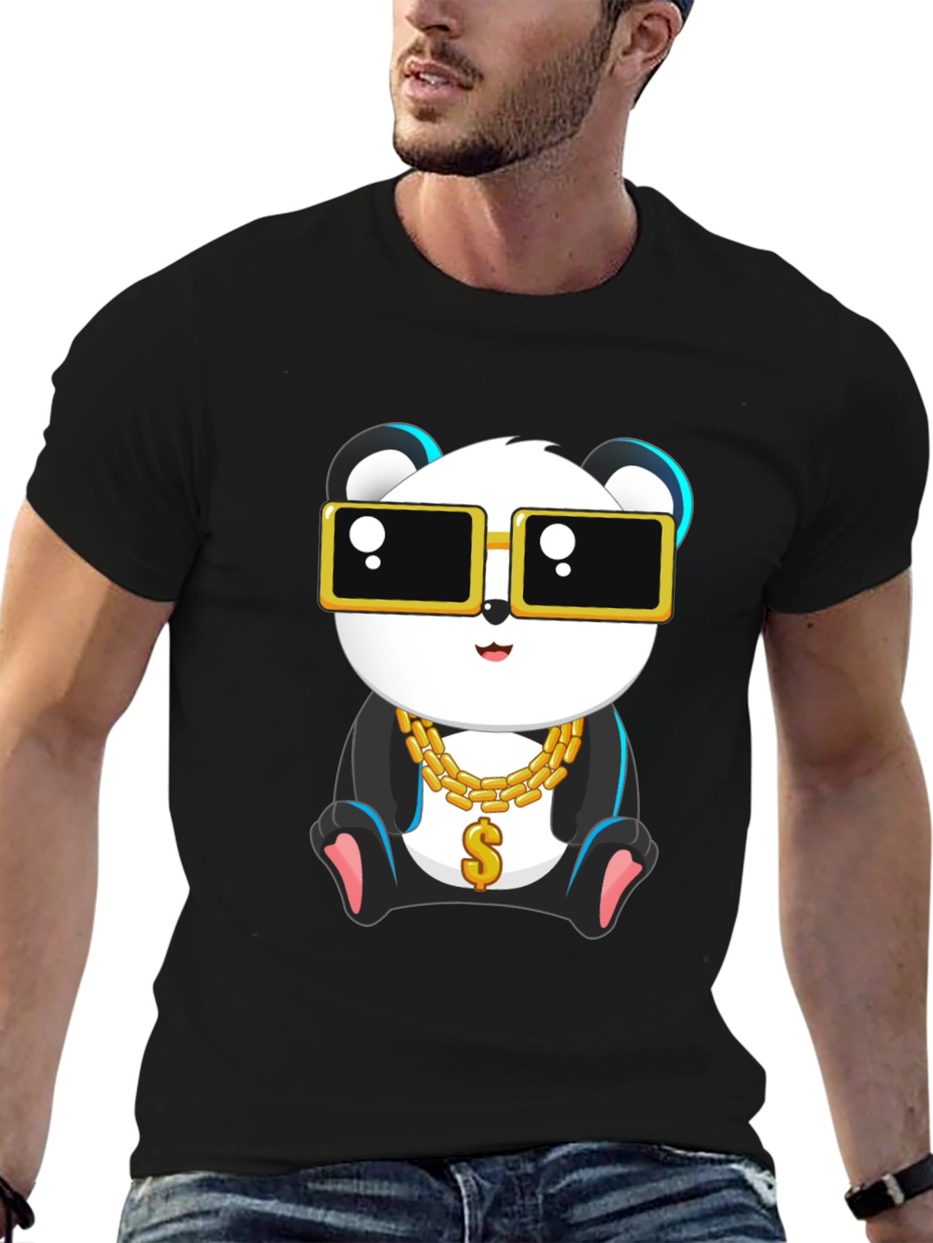 Cool Panda Graphic Tee - Black Cotton T-Shirt