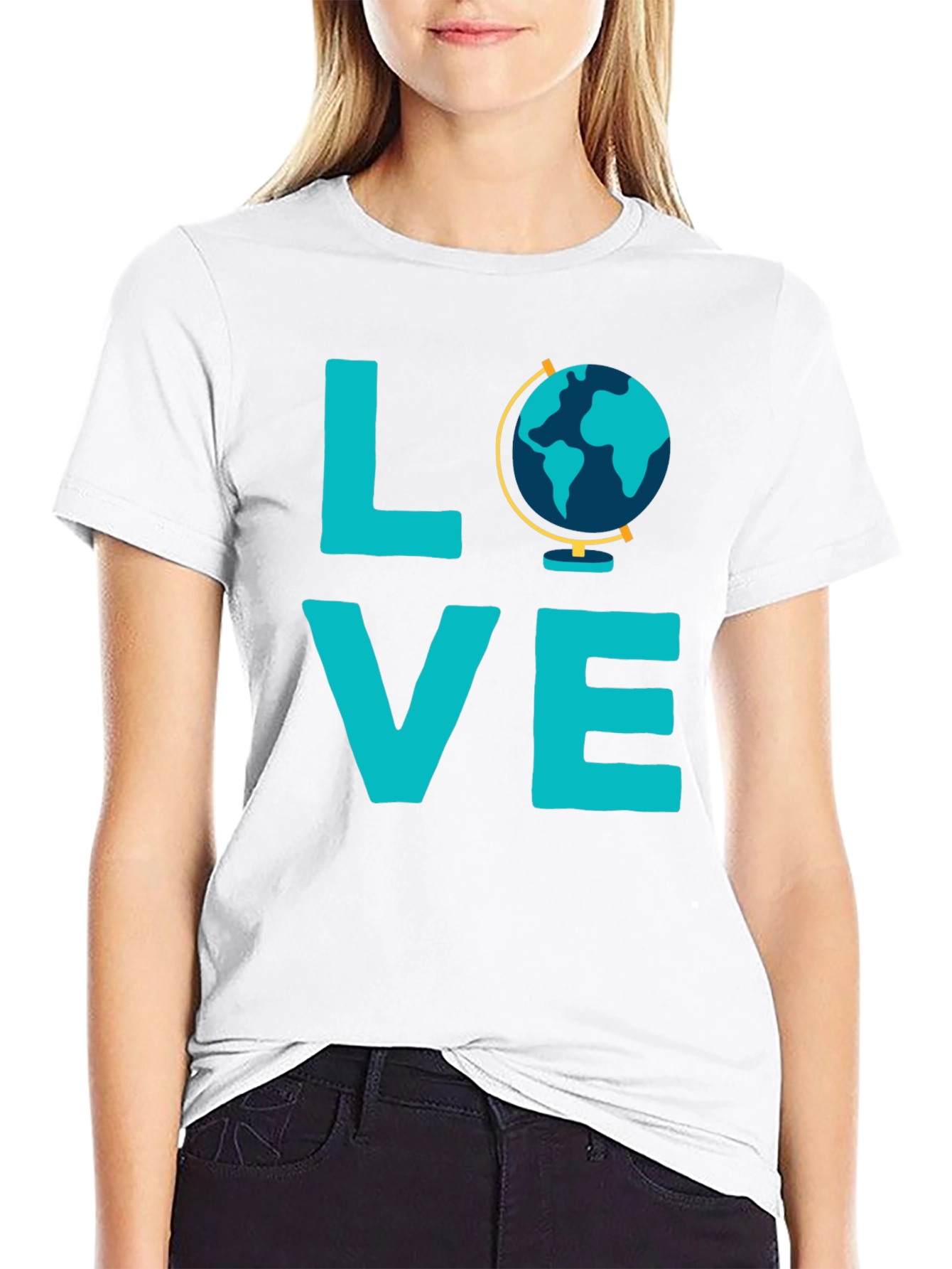 Love Globe Graphic T-Shirt - Black