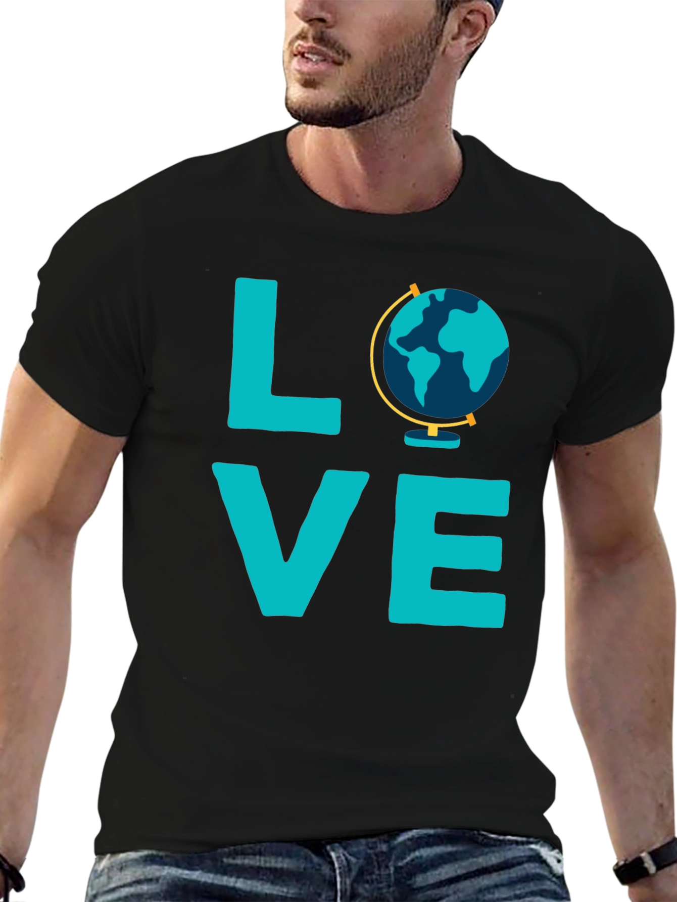 Love Globe Graphic T-Shirt - Black