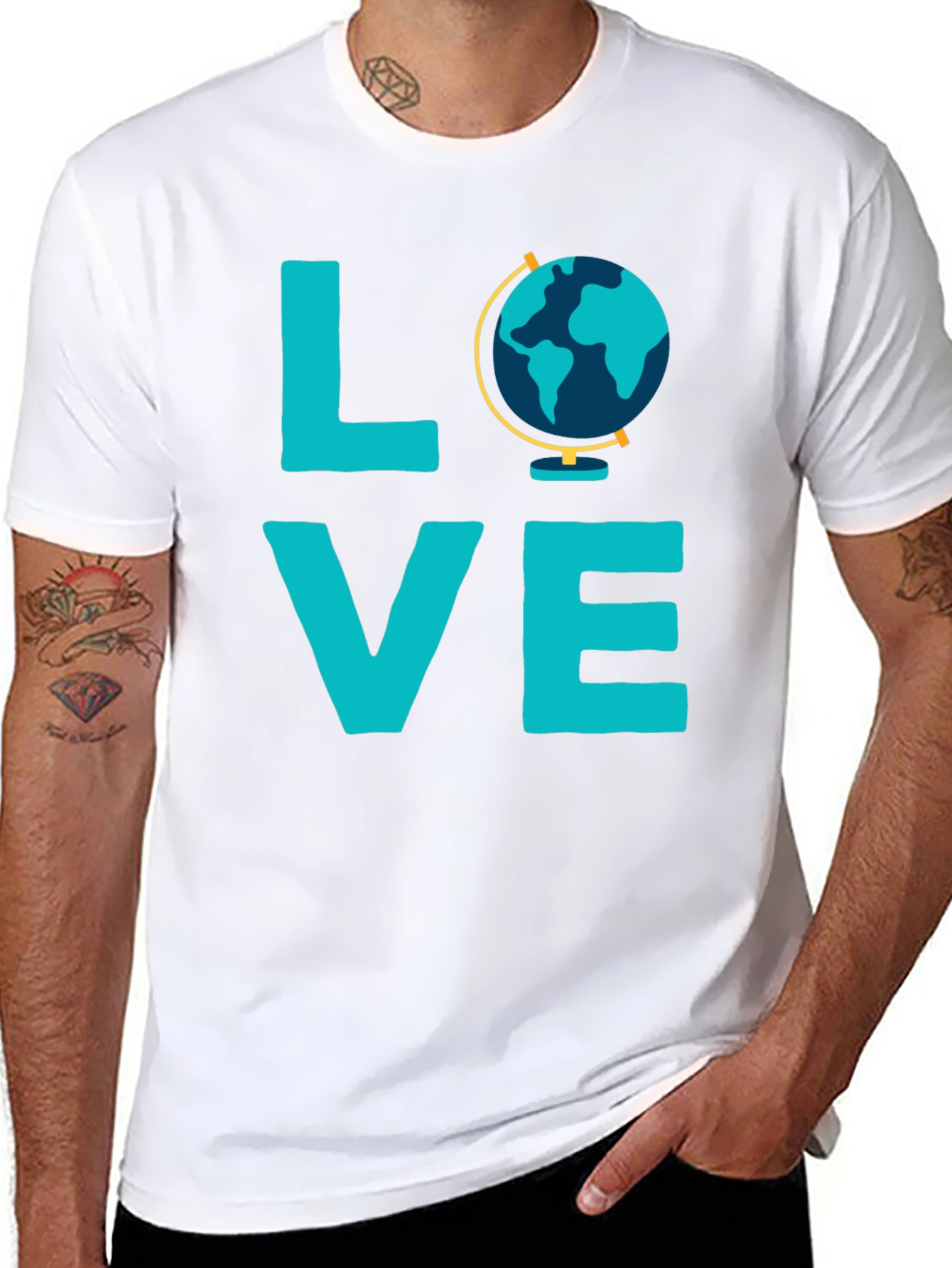 Love Globe Graphic T-Shirt - Black