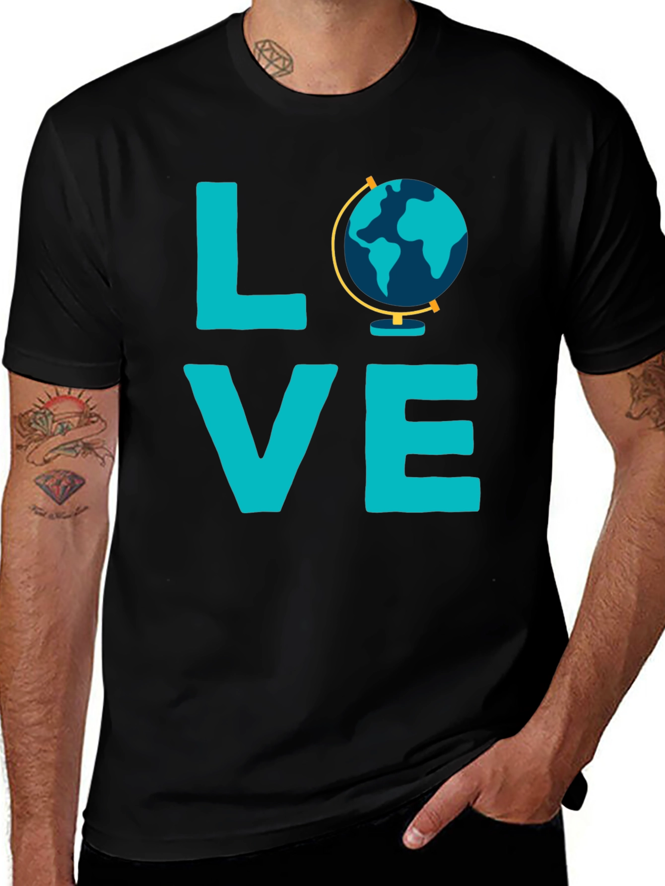 Love Globe Graphic T-Shirt - Black
