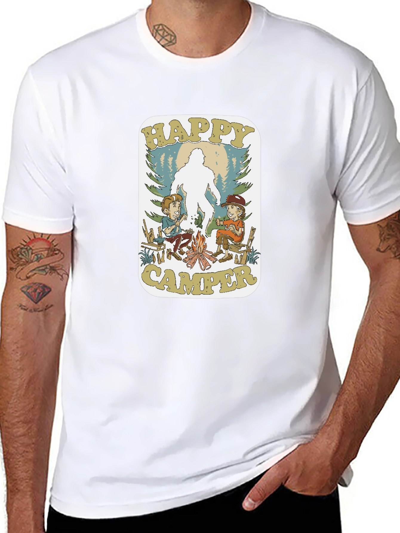 Happy Camper Bigfoot Graphic T-Shirt