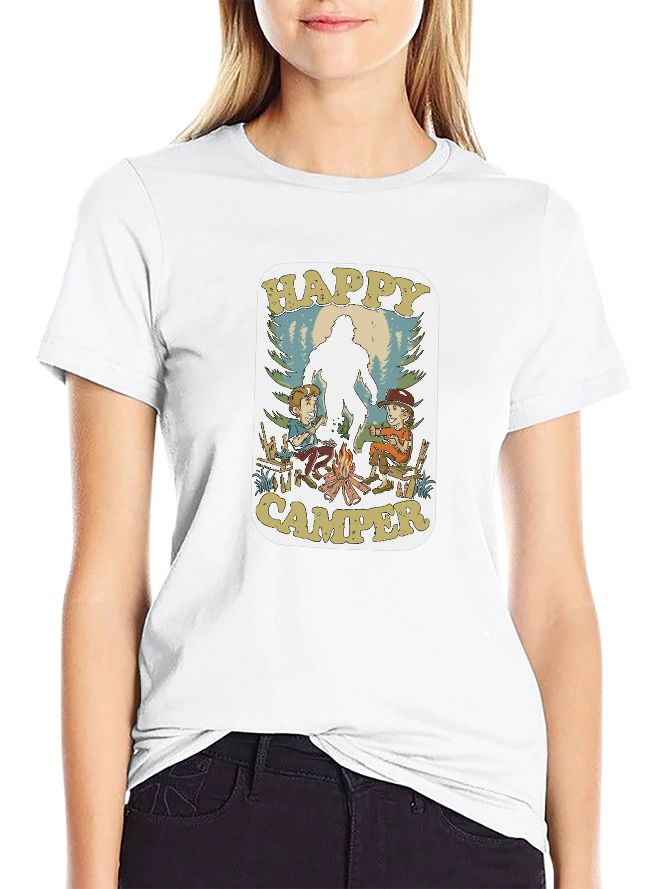 Happy Camper Bigfoot Graphic T-Shirt