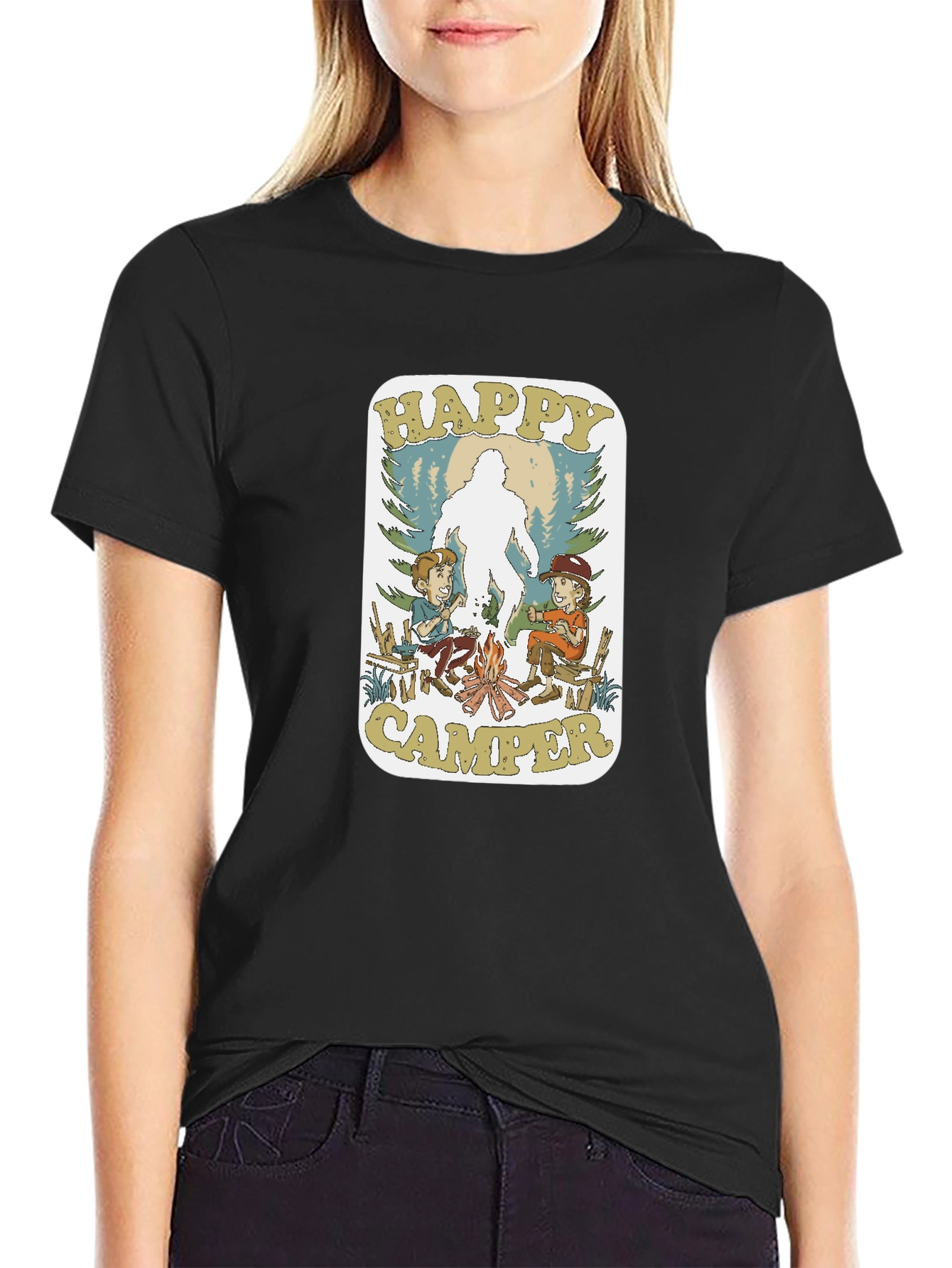 Happy Camper Bigfoot Graphic T-Shirt