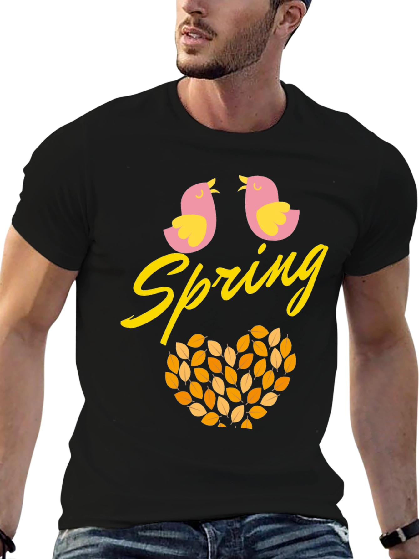Spring Birds Leaf Heart Graphic Tee