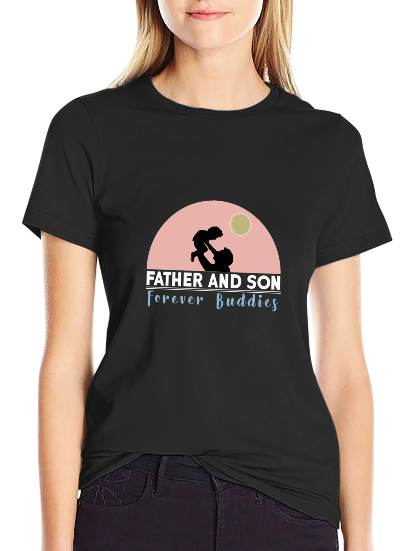 Father and Son Forever Buddies Black T-Shirt