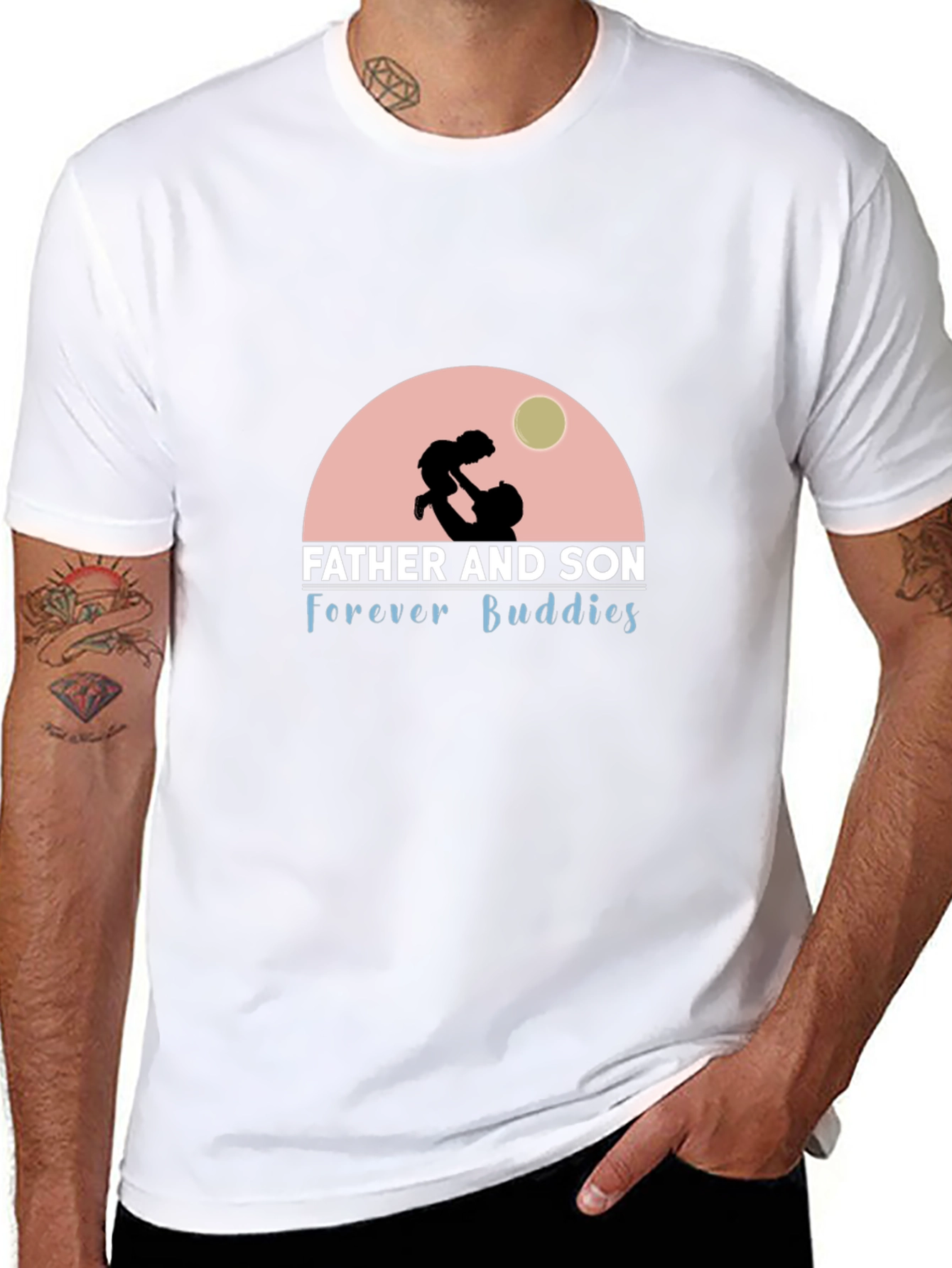 Father and Son Forever Buddies Black T-Shirt
