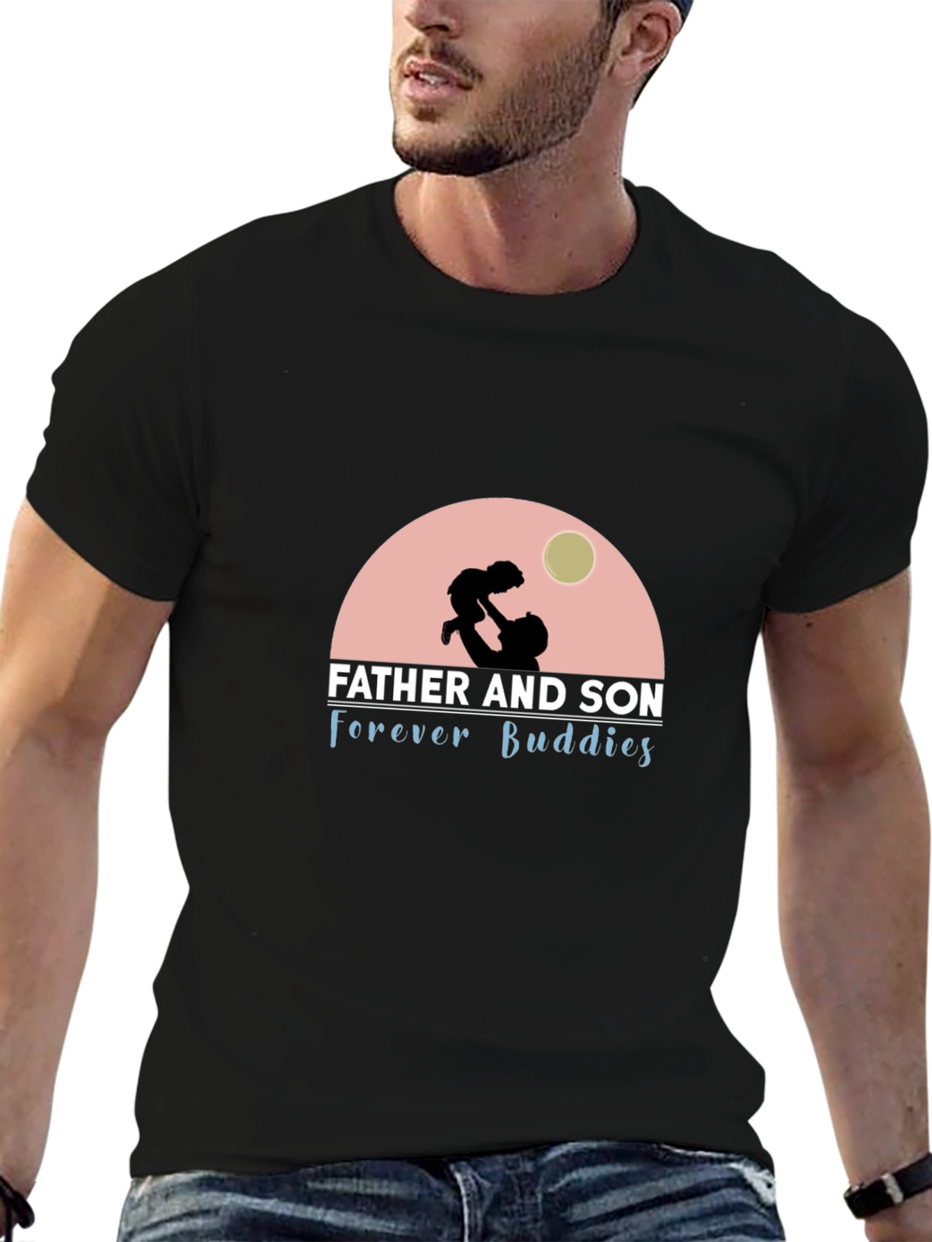 Father and Son Forever Buddies Black T-Shirt