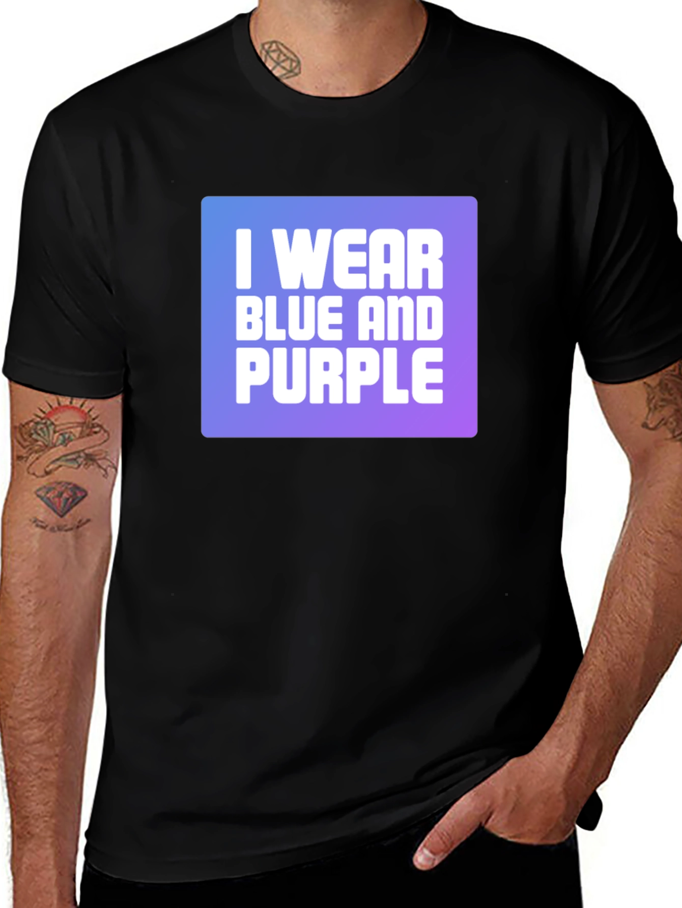 I Wear Blue and Purple Graphic T-Shirt
