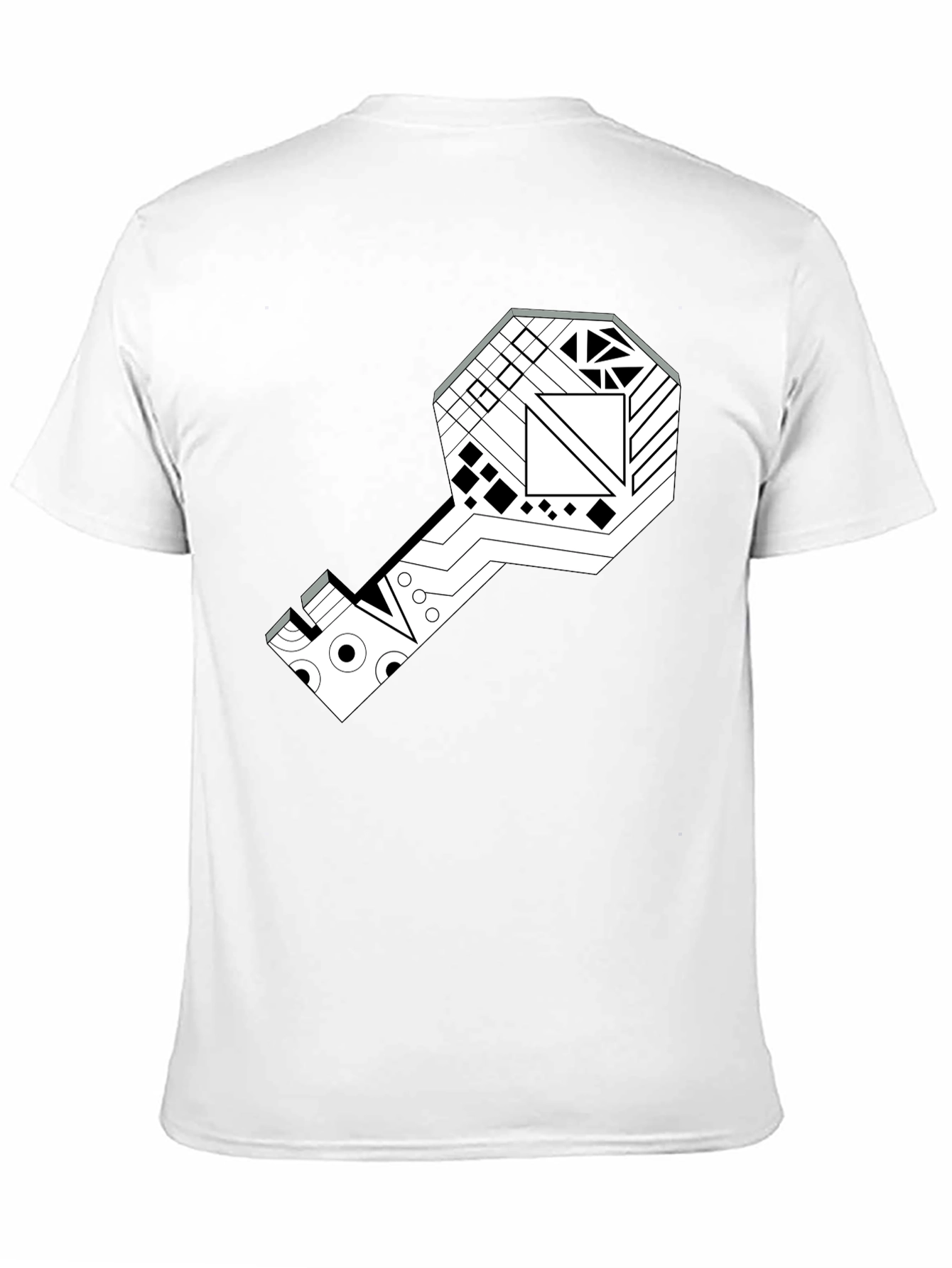 Geometric Key Graphic Tee - Modern Style