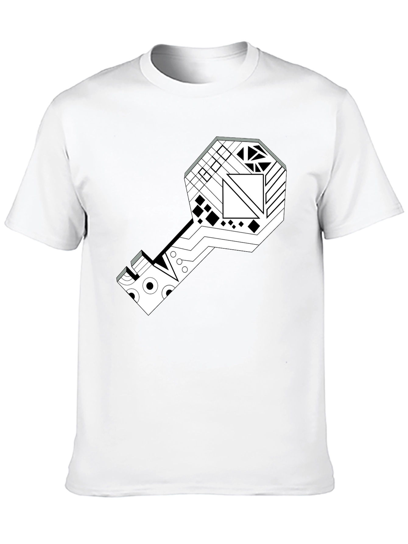 Geometric Key Graphic Tee - Modern Style