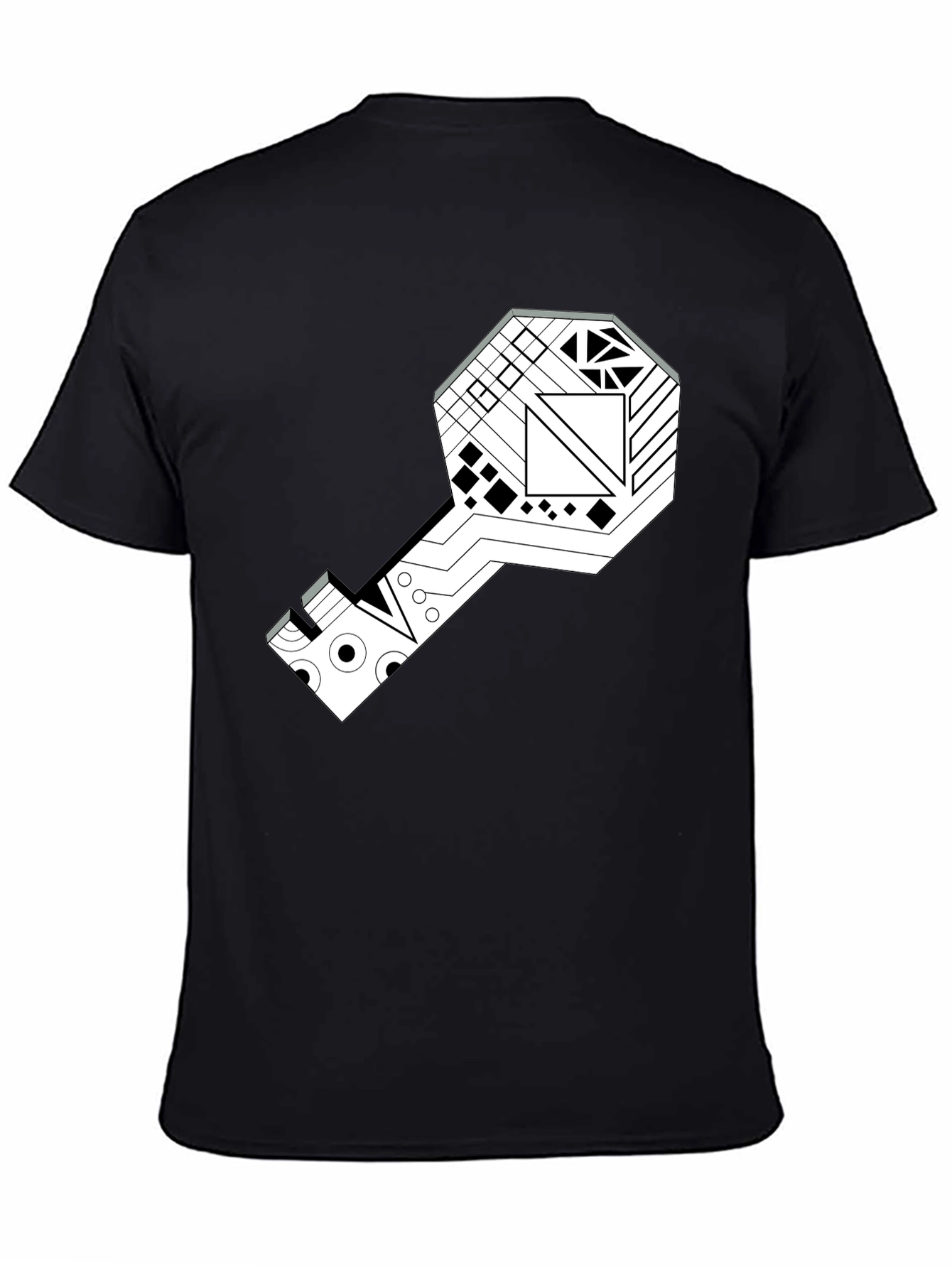 Geometric Key Graphic Tee - Modern Style