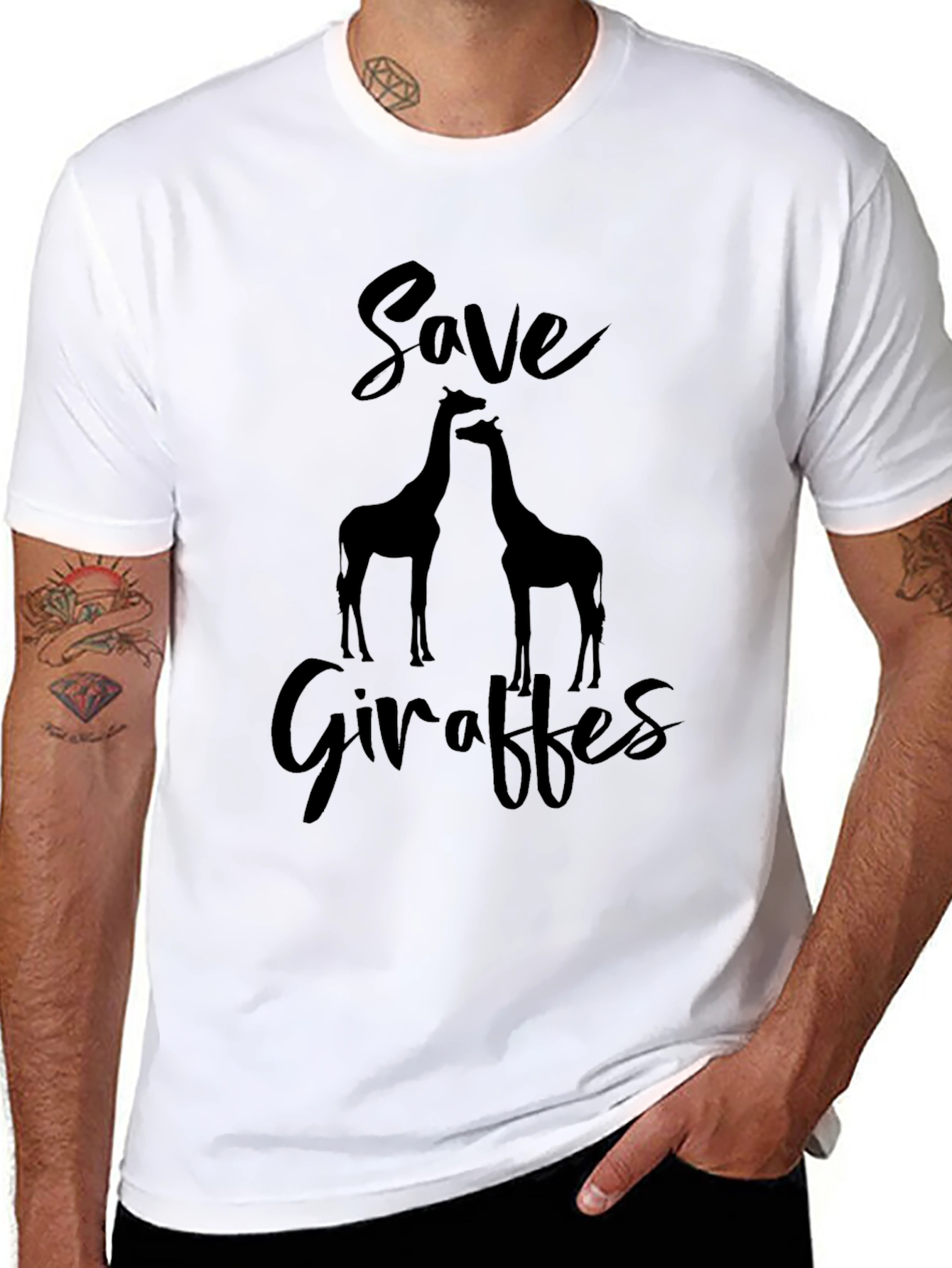 Save Giraffes Graphic Tee - Black