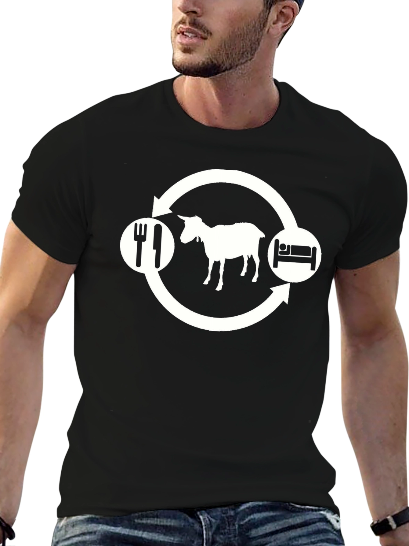 Eat Sleep Goat Repeat Funny Graphic Tee