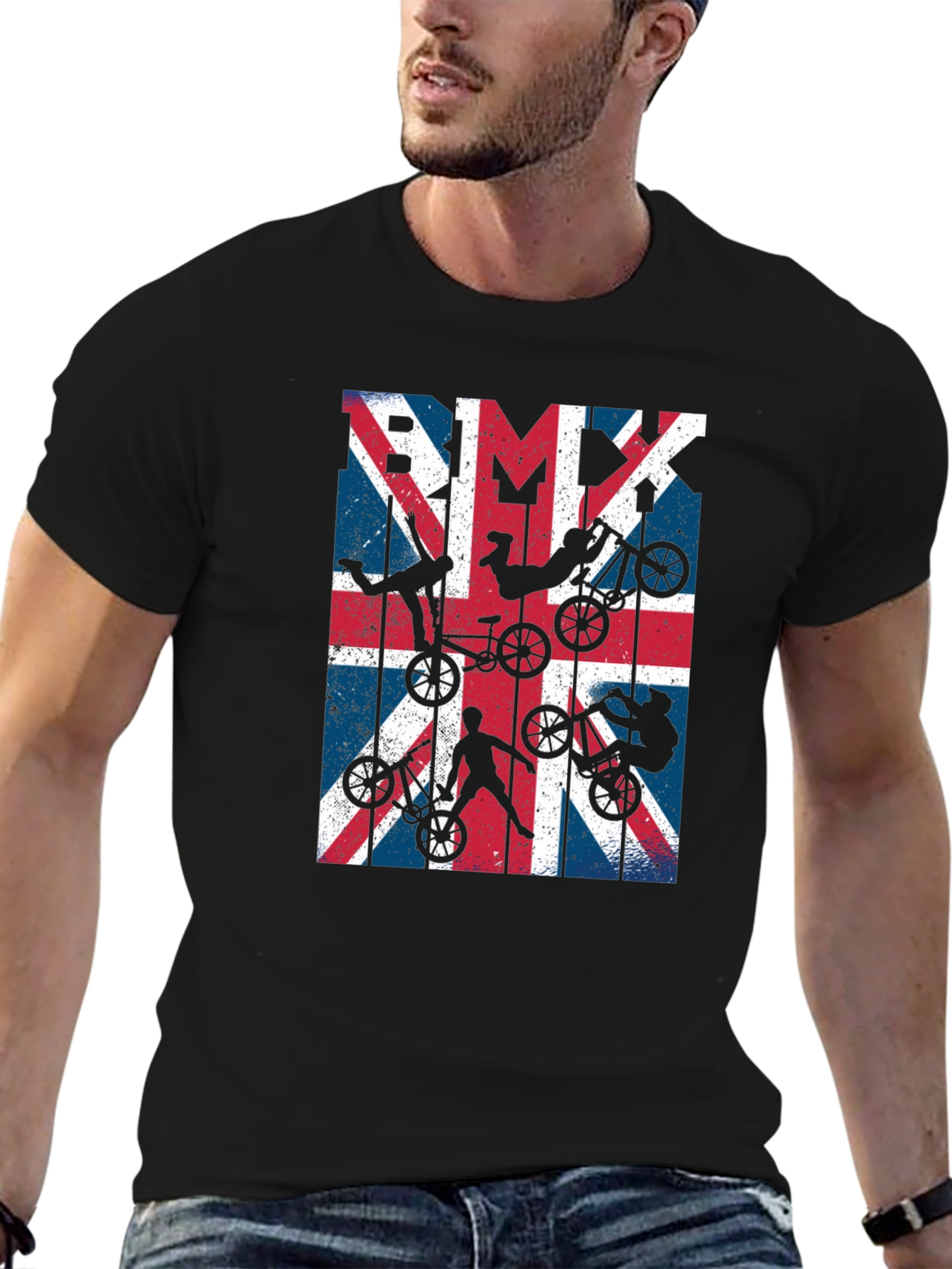 BMX Union Jack Graphic Tee - Black Cotton Blend
