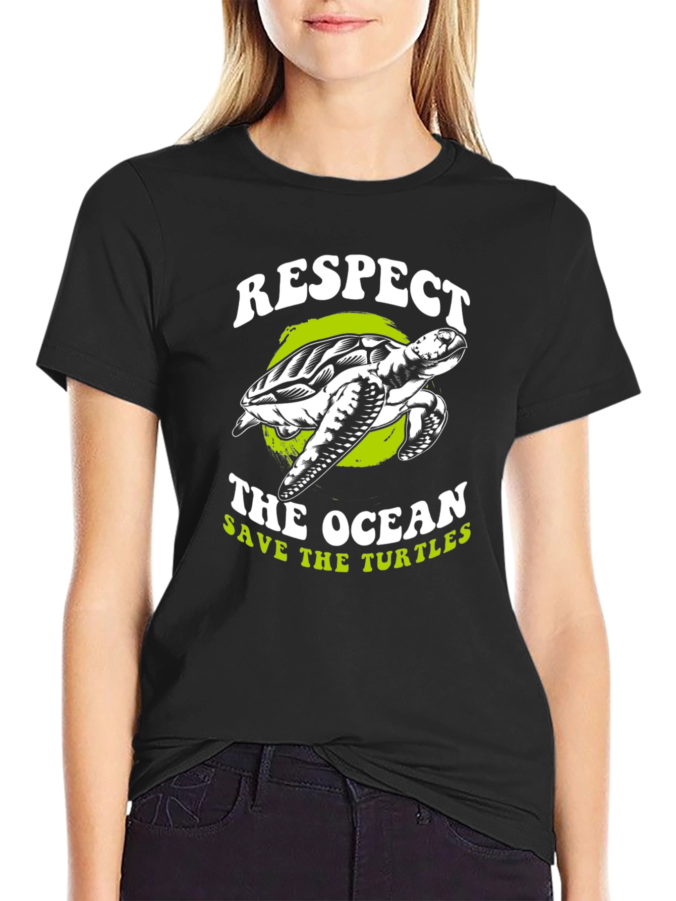 Respect The Ocean Save The Turtles Graphic Tee