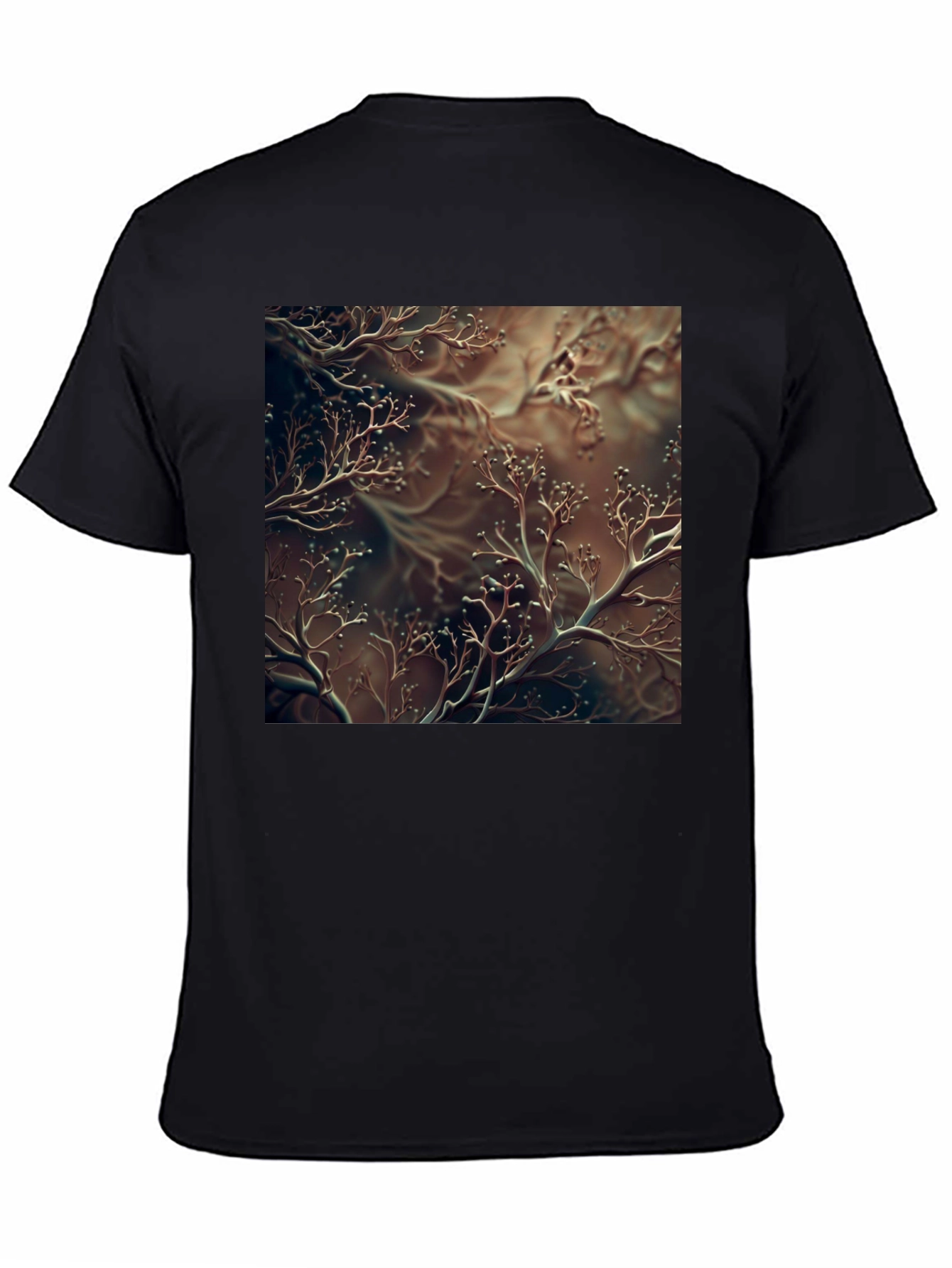 Unique Abstract Branch Design Black T-Shirt