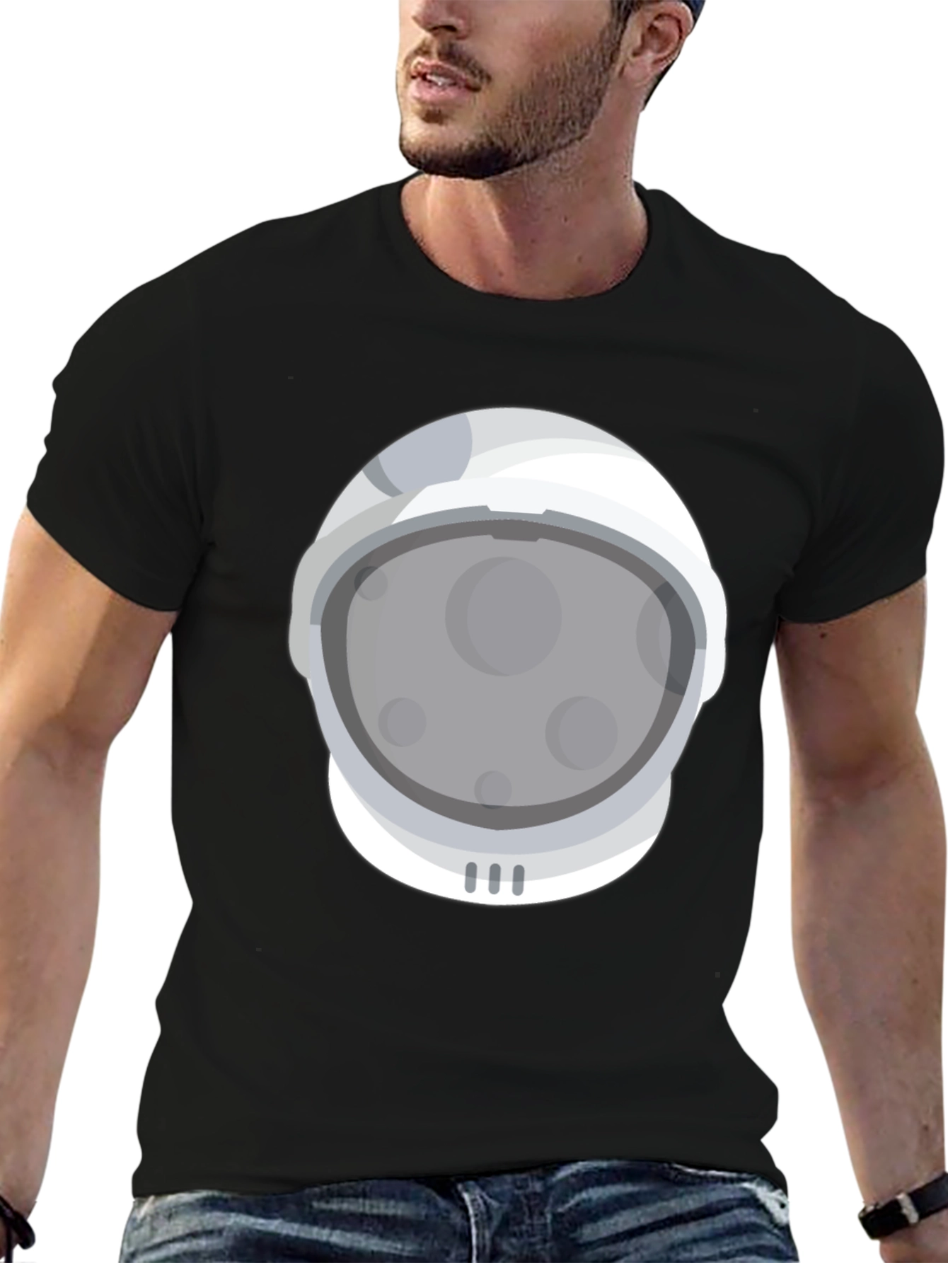 Astronaut Helmet Graphic Tee - Space Adventure T-Shirt