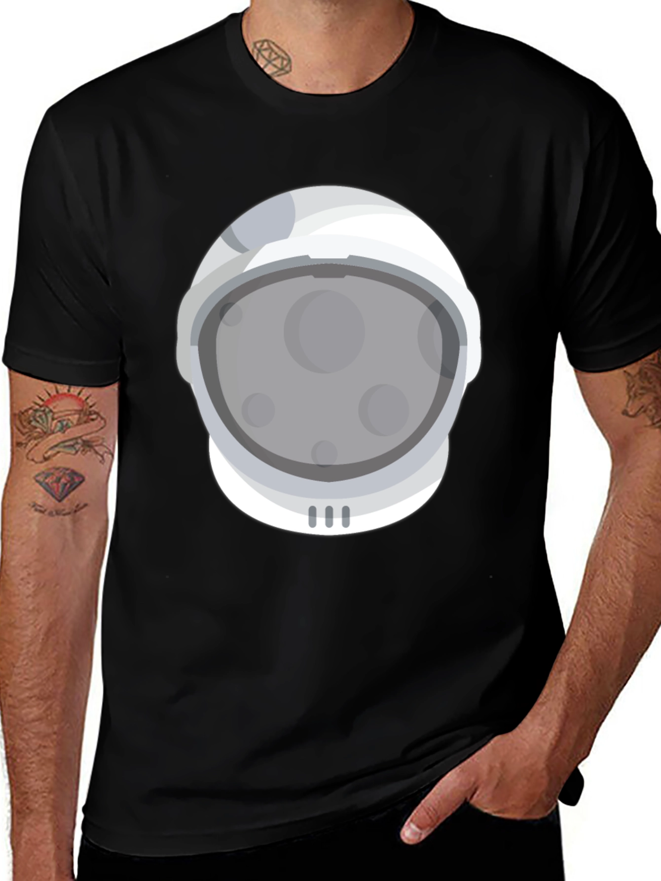 Astronaut Helmet Graphic Tee - Space Adventure T-Shirt