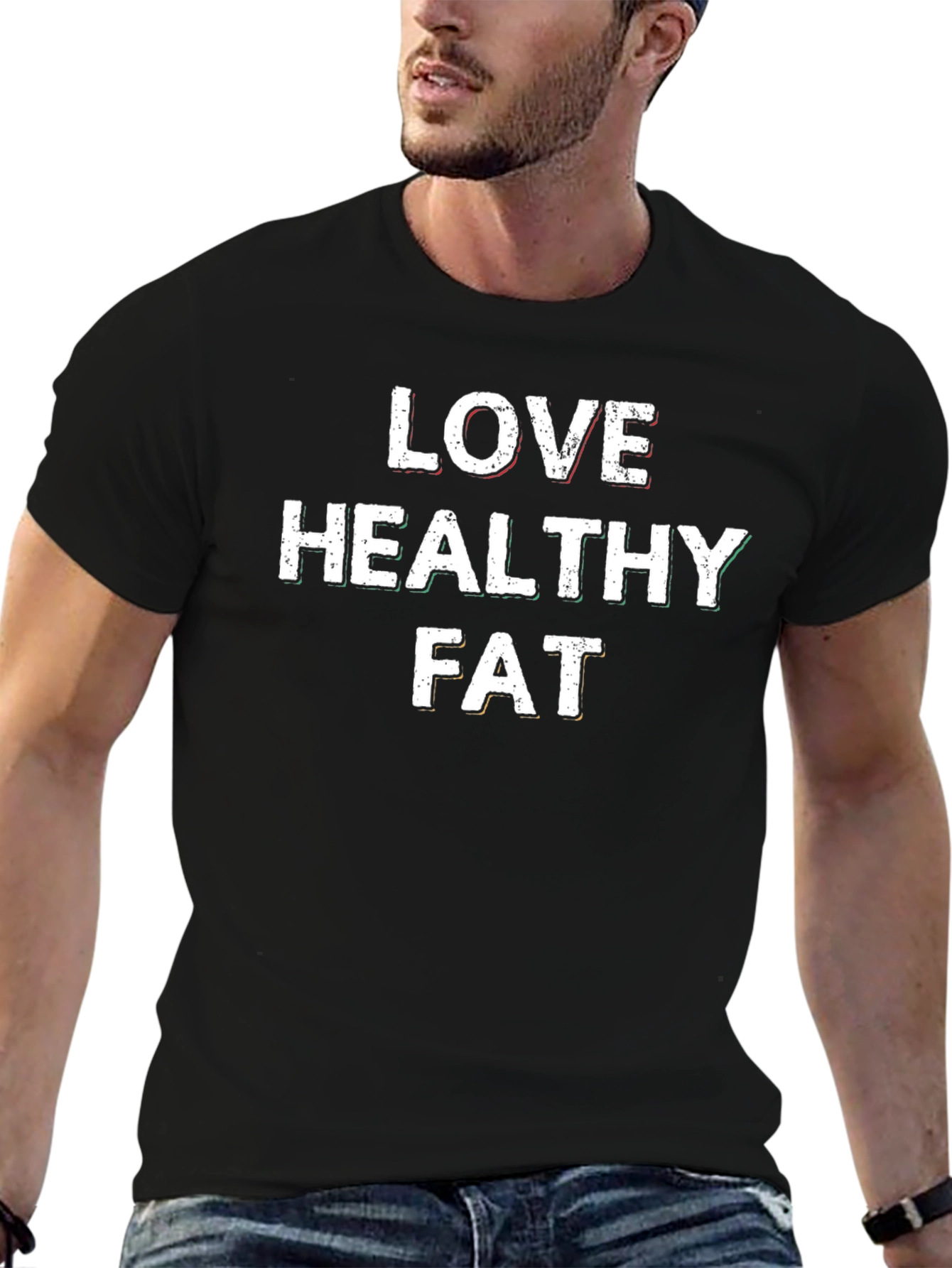 Love Healthy Fat T-Shirt - Black Cotton Graphic Tee