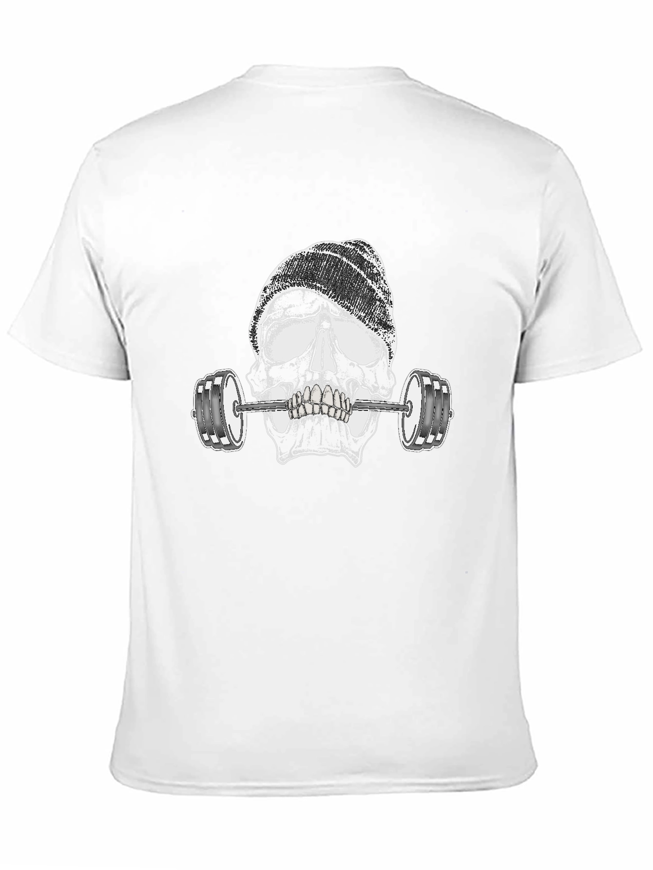 Skull Lifting Weights Graphic Black T-Shirt