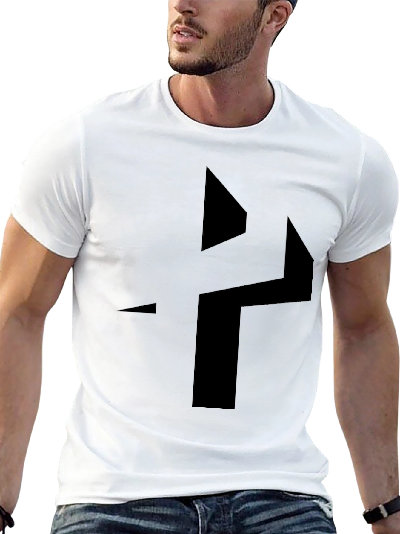 Abstract Geometric Design Black T-Shirt