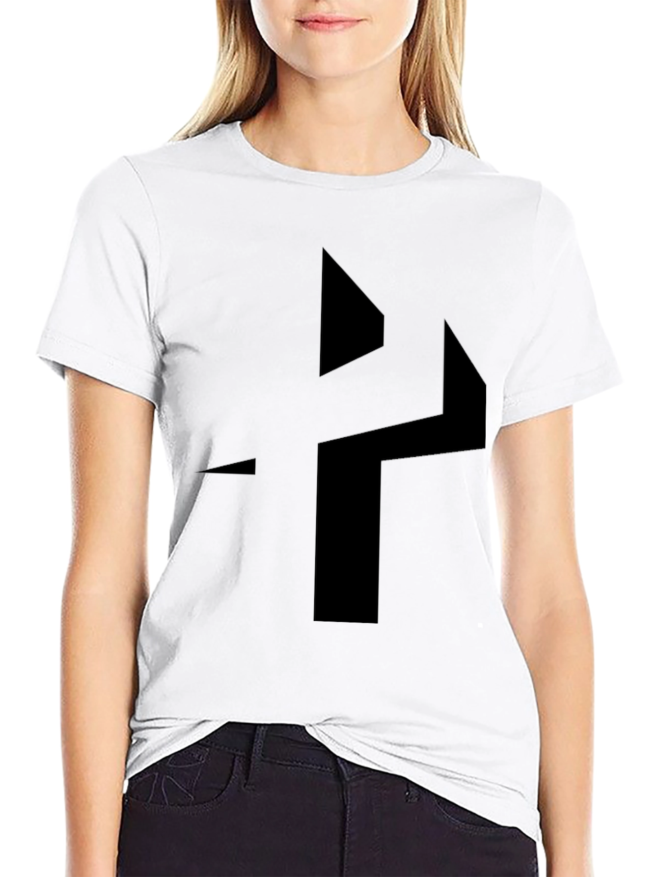 Abstract Geometric Design Black T-Shirt