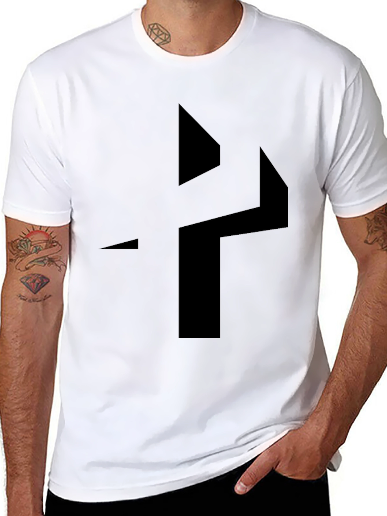 Abstract Geometric Design Black T-Shirt