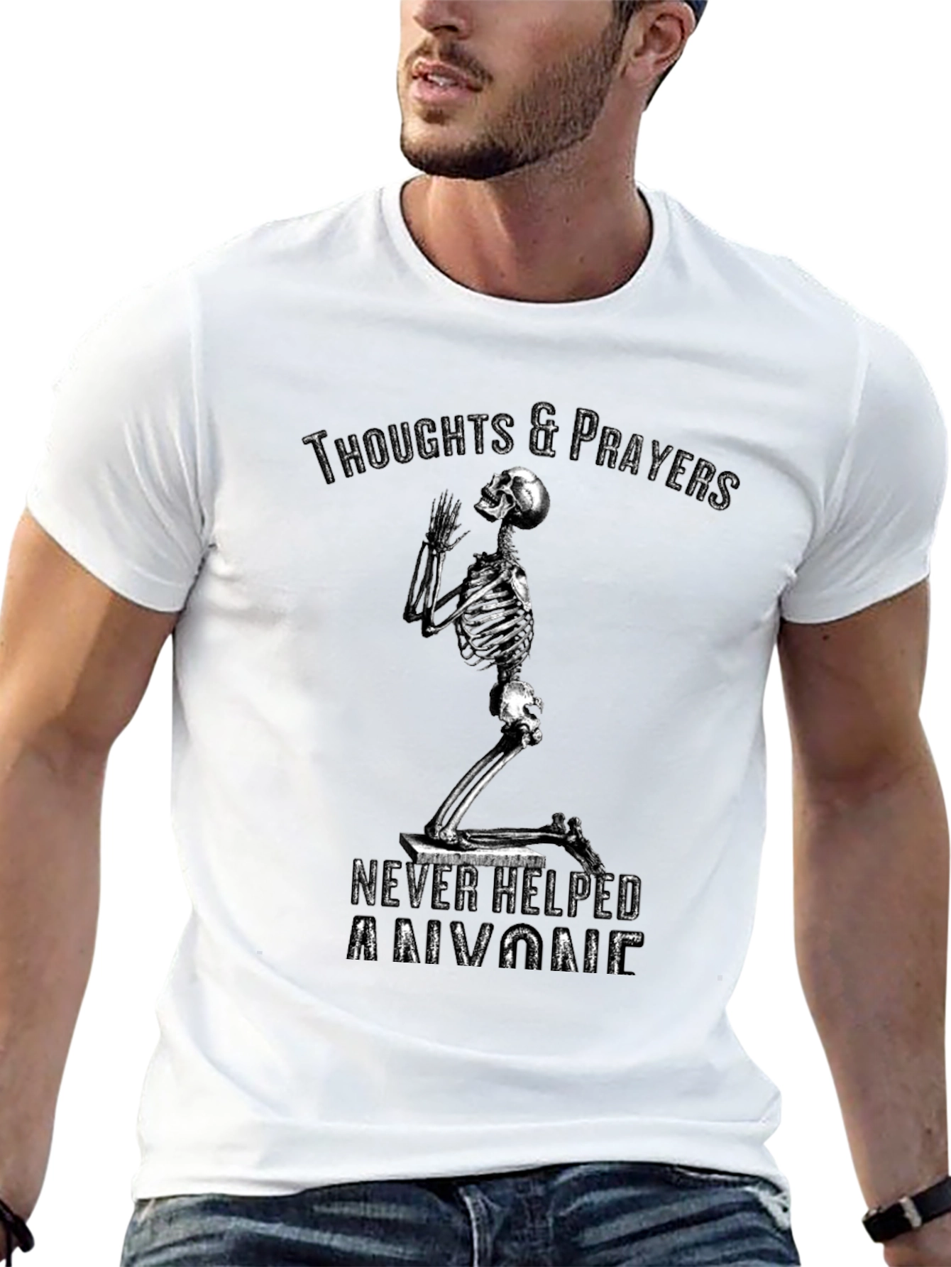 Thoughts & Prayers Skeleton Graphic T-Shirt