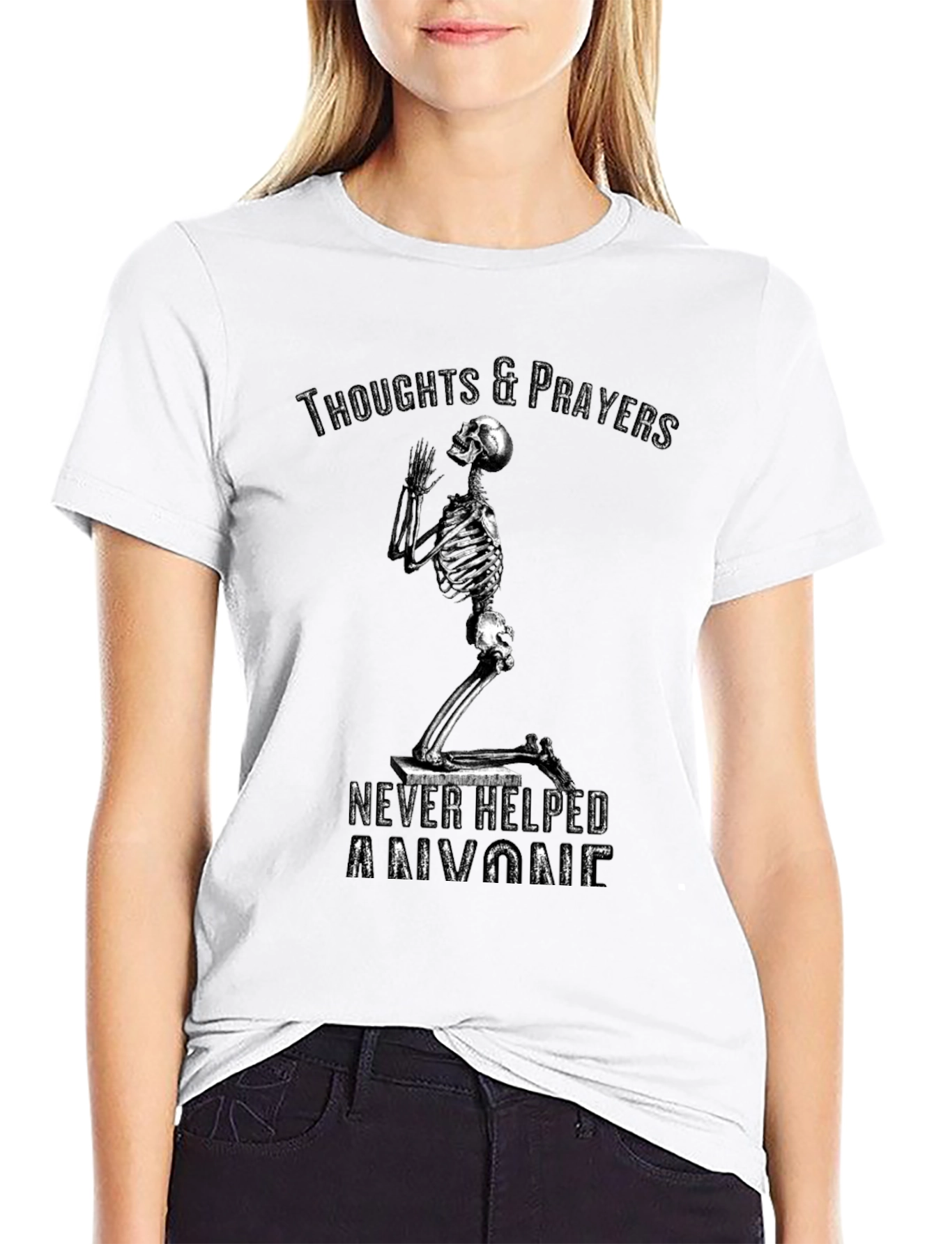 Thoughts & Prayers Skeleton Graphic T-Shirt