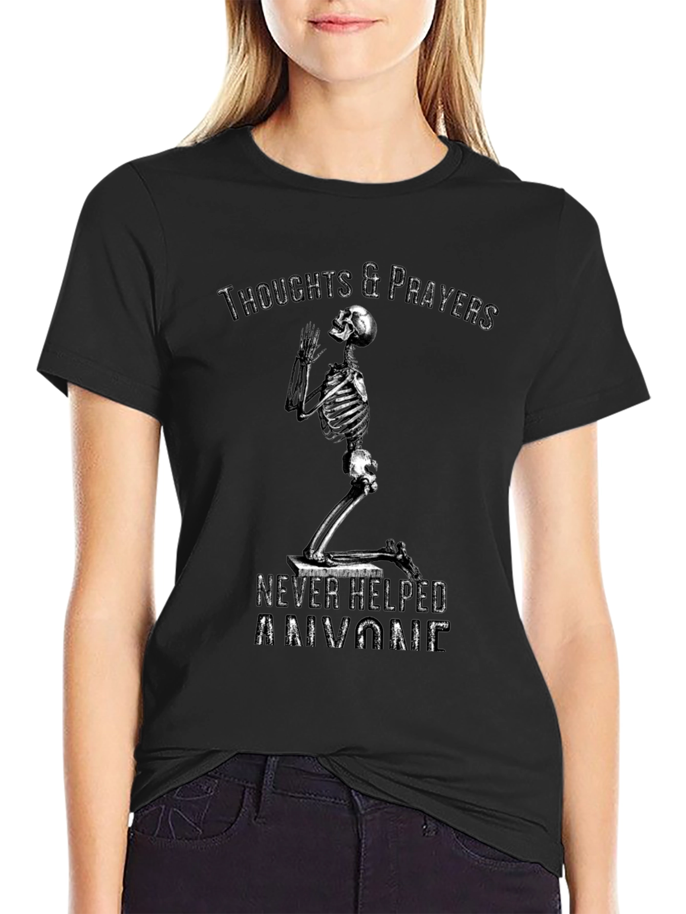 Thoughts & Prayers Skeleton Graphic T-Shirt