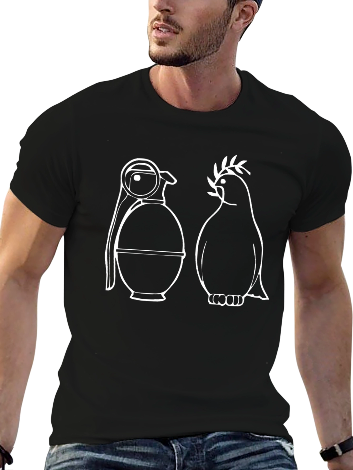 Peace & War T-Shirt: Grenade & Dove Graphic Tee