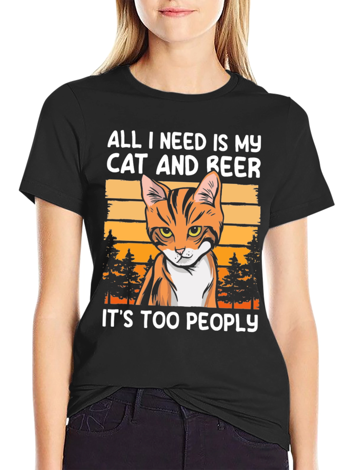 Cat and Beer T-Shirt: Introvert Humor Tee