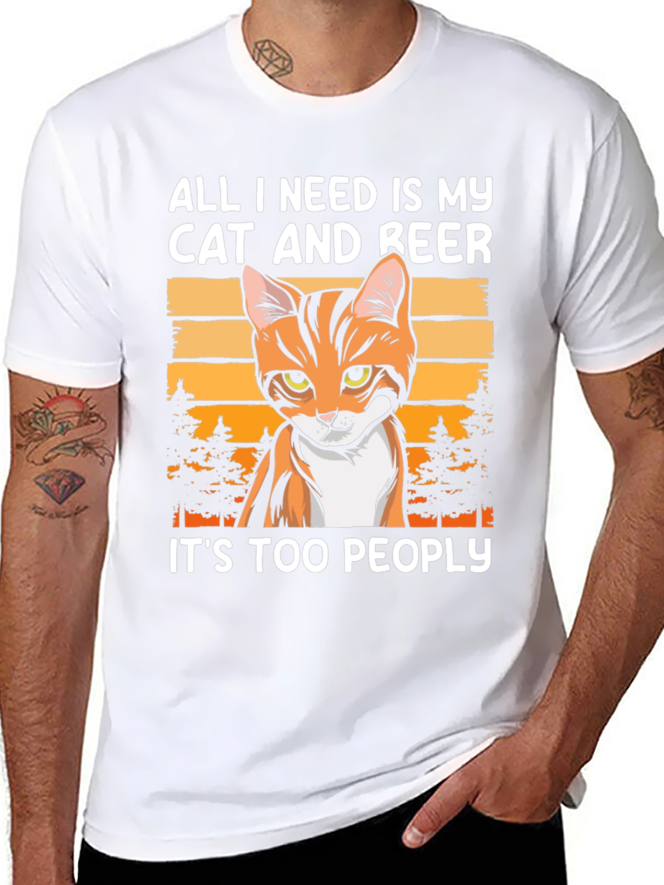 Cat and Beer T-Shirt: Introvert Humor Tee