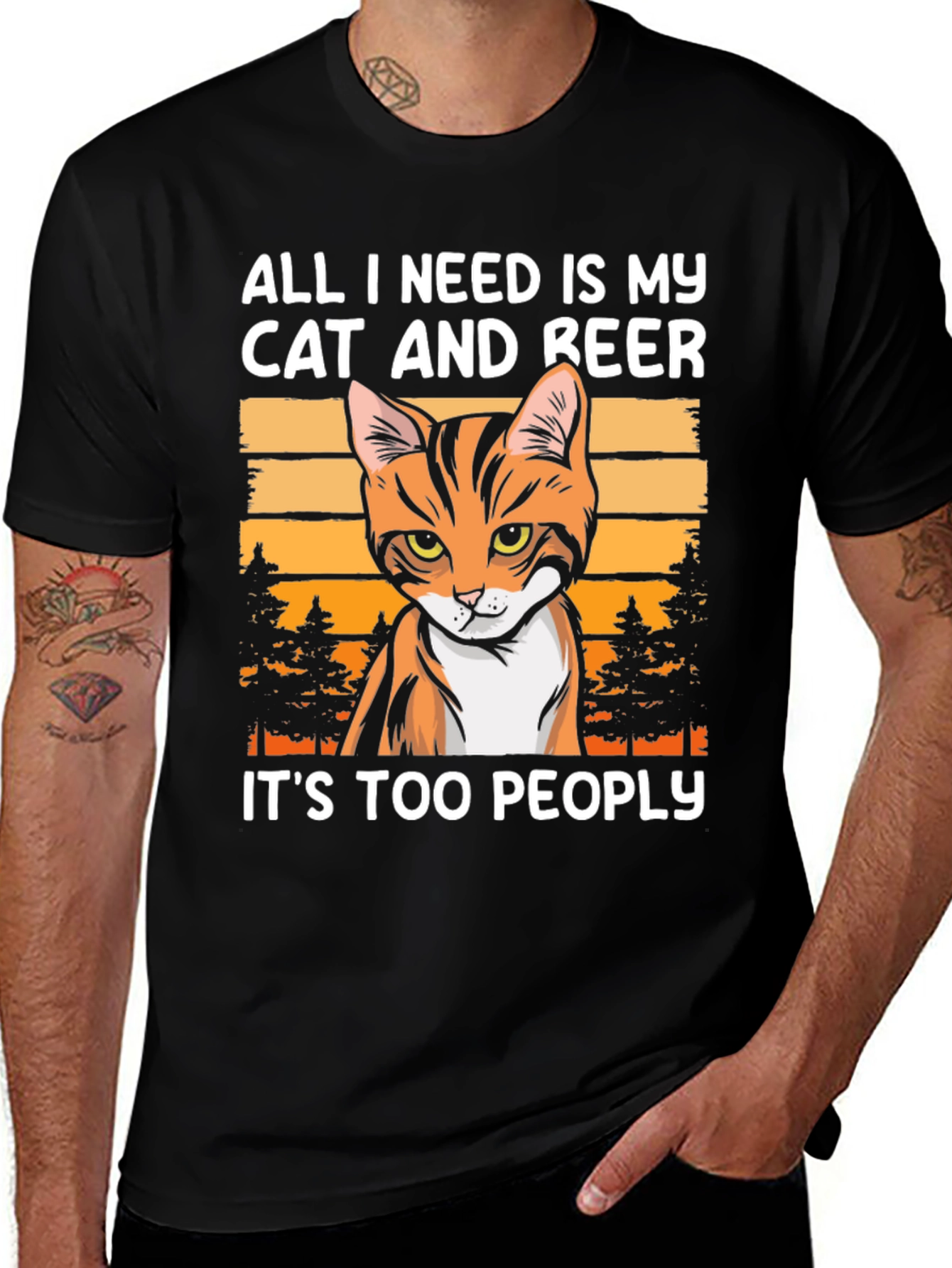 Cat and Beer T-Shirt: Introvert Humor Tee