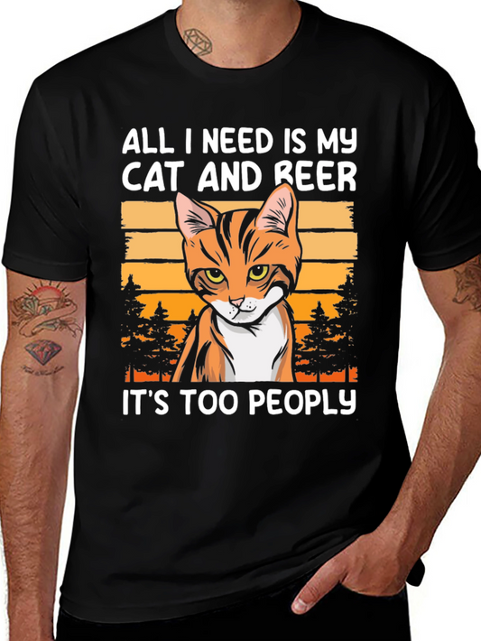 Cat and Beer T-Shirt: Introvert Humor Tee