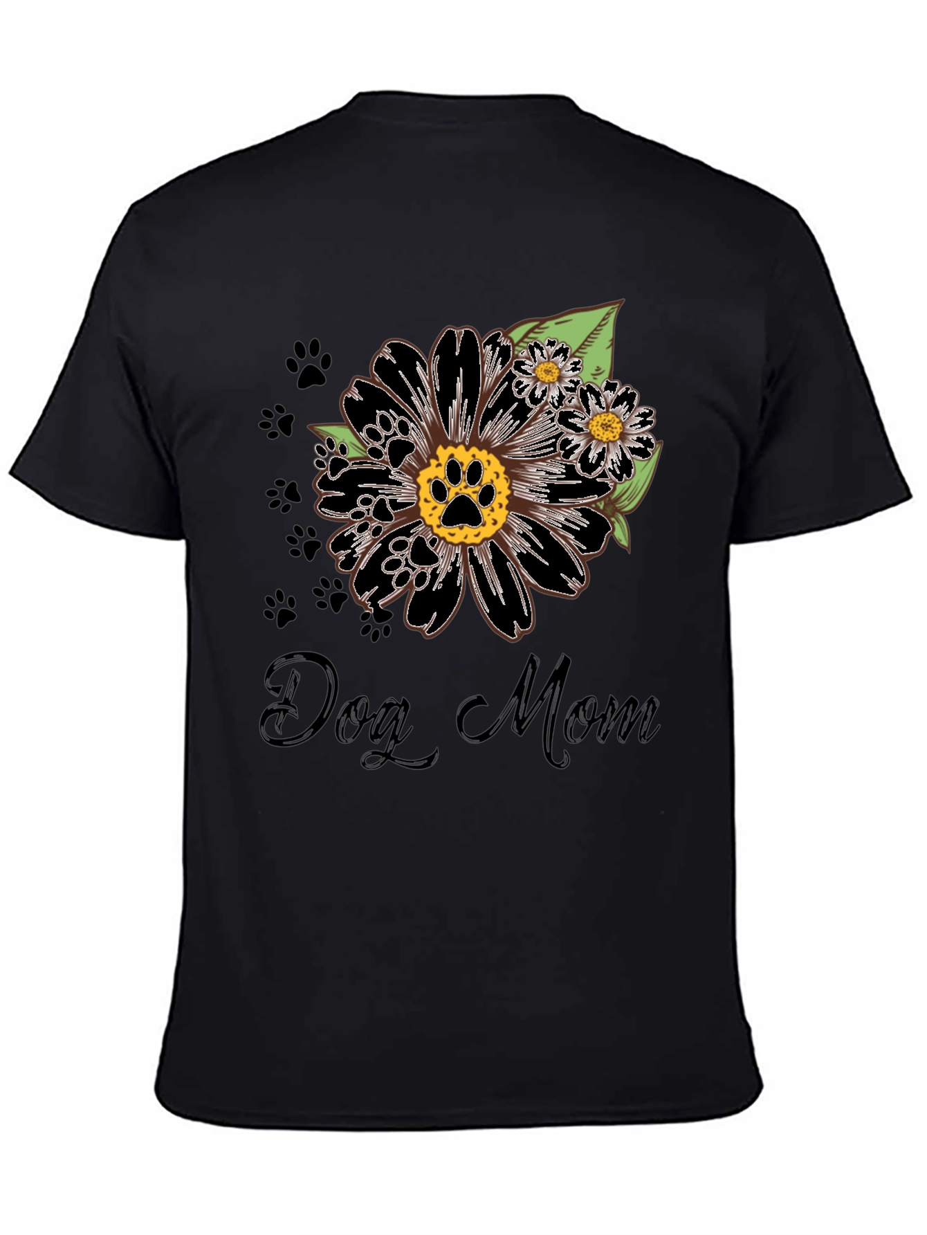 Dog Mom Flower Paw Print T-Shirt