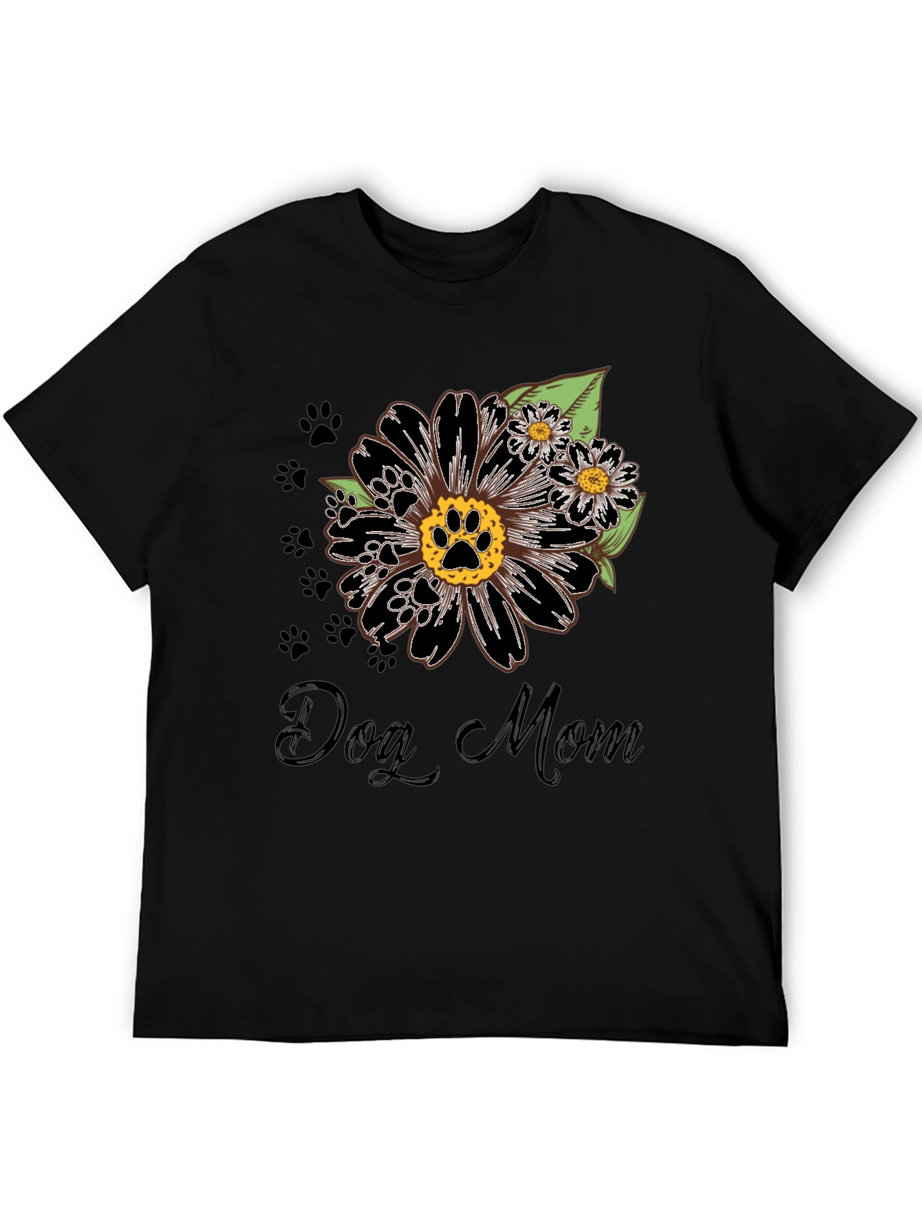 Dog Mom Flower Paw Print T-Shirt
