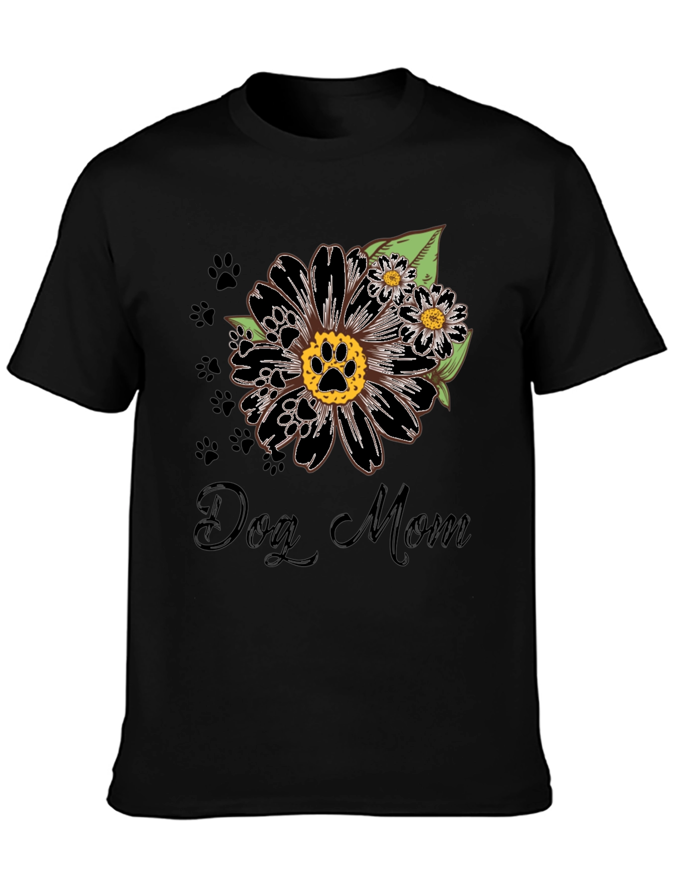 Dog Mom Flower Paw Print T-Shirt
