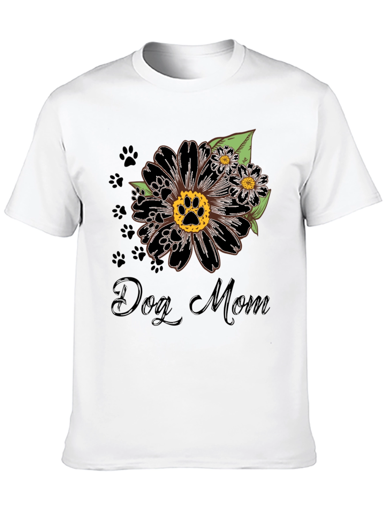 Dog Mom Flower Paw Print T-Shirt