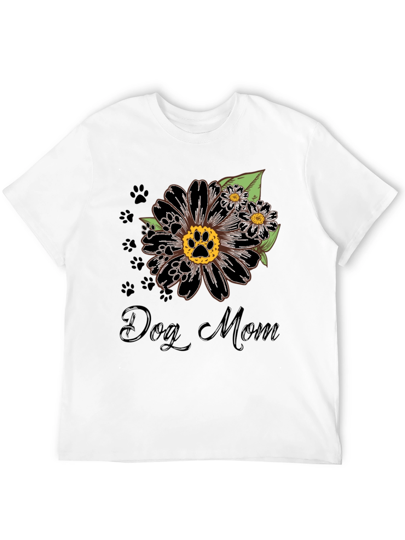Dog Mom Flower Paw Print T-Shirt