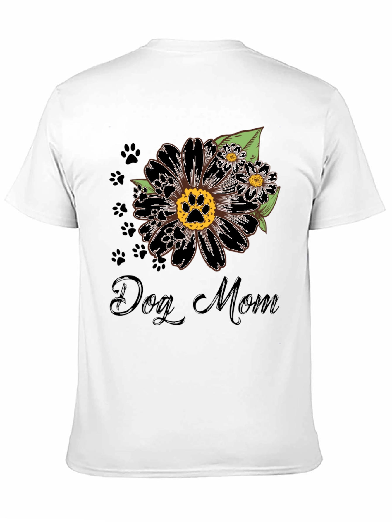 Dog Mom Flower Paw Print T-Shirt