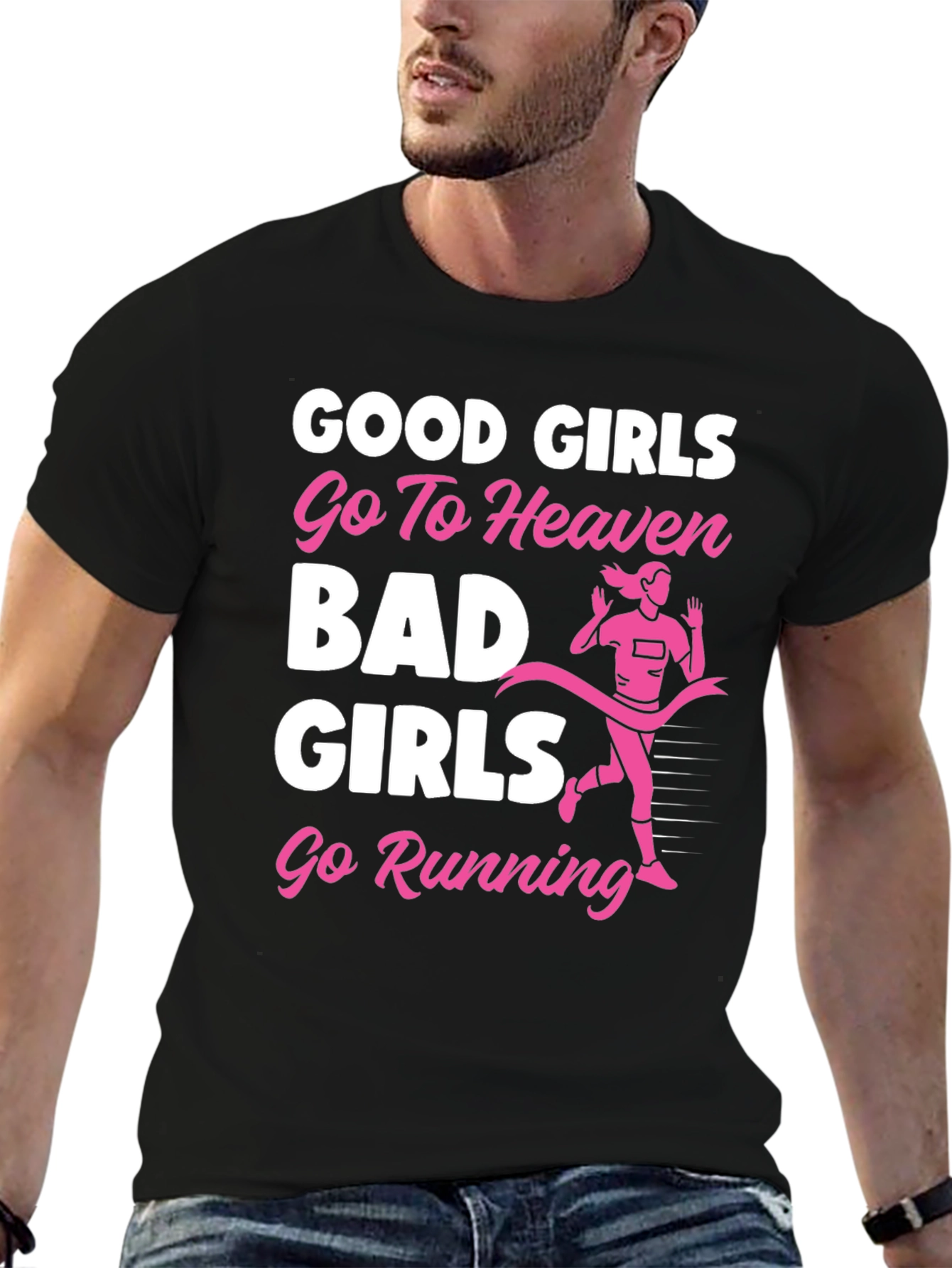 Funny Good Girls Go To Heaven Running Graphic T-Shirt