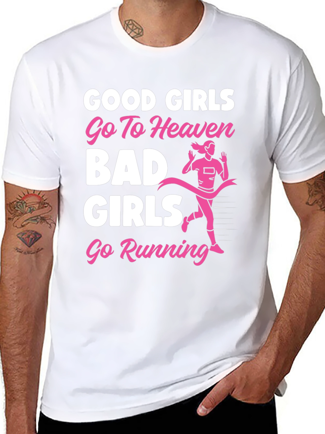 Funny Good Girls Go To Heaven Running Graphic T-Shirt