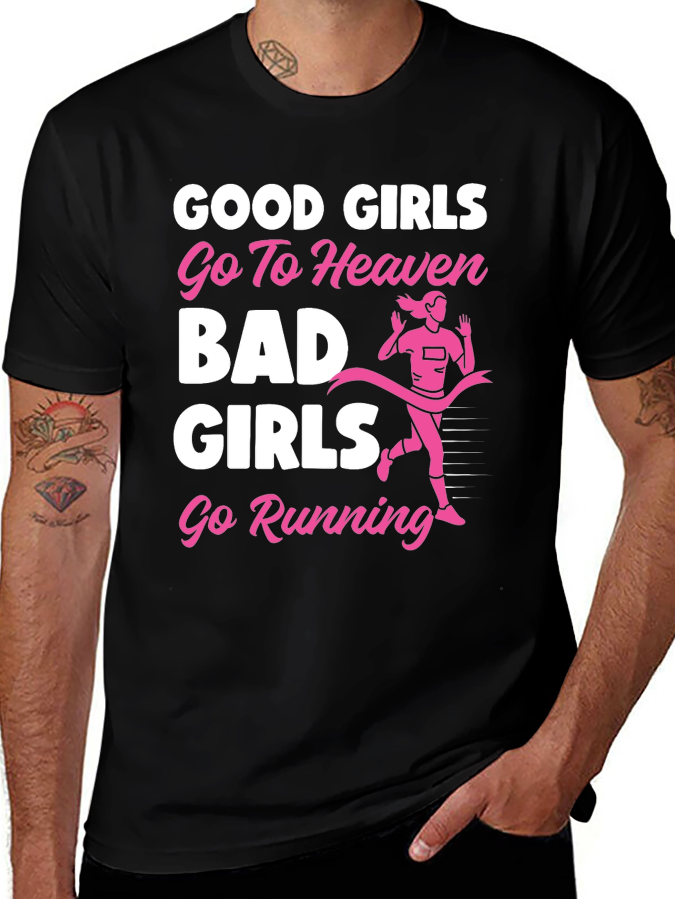 Funny Good Girls Go To Heaven Running Graphic T-Shirt