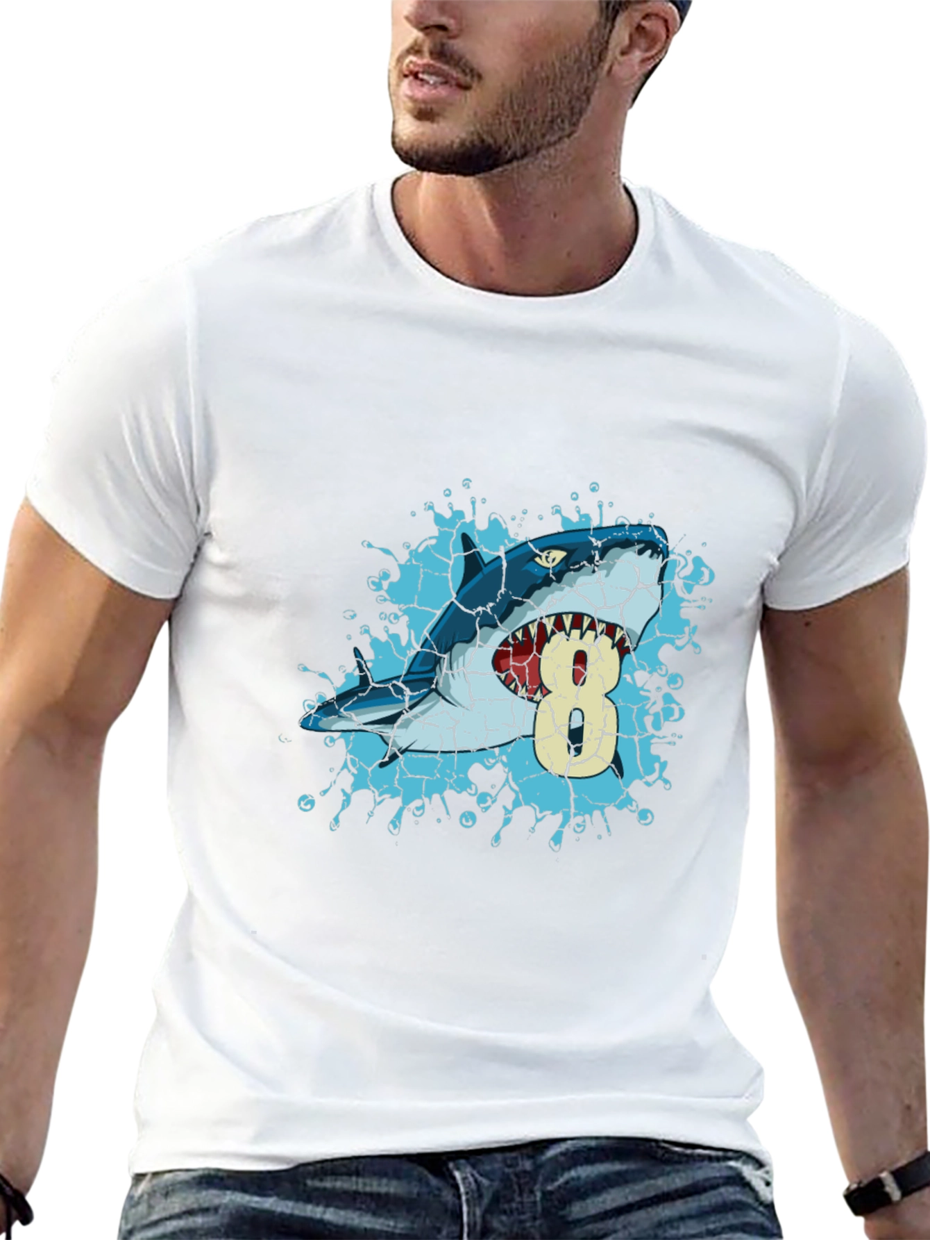 Shark Birthday T-Shirt - Number 8