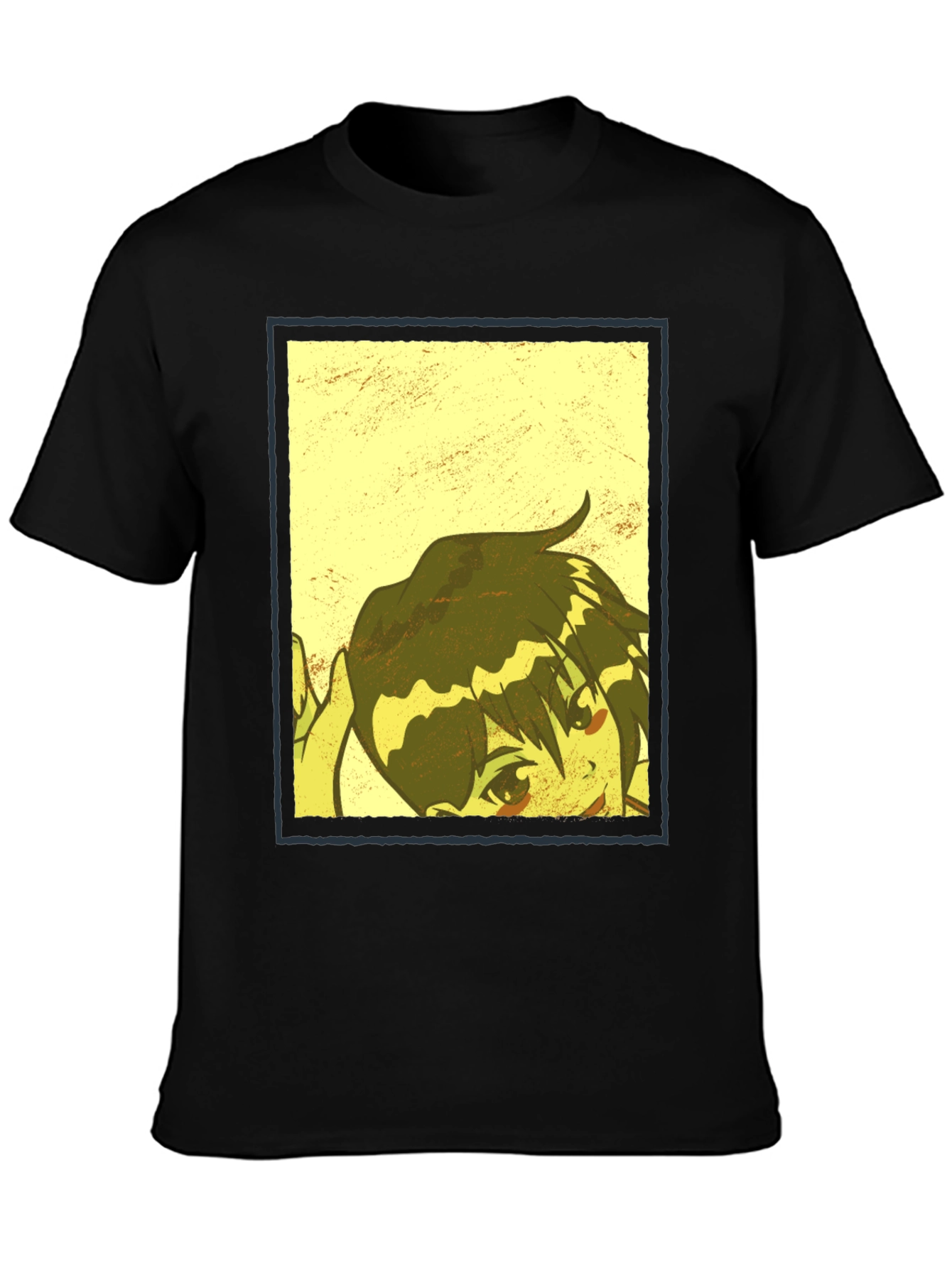 Anime Graphic Print Black T-Shirt