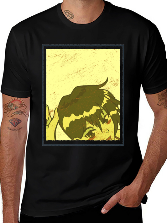 Anime Graphic Print Black T-Shirt